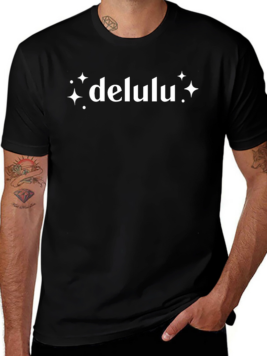 Delulu Sparkle Graphic T-Shirt - Black