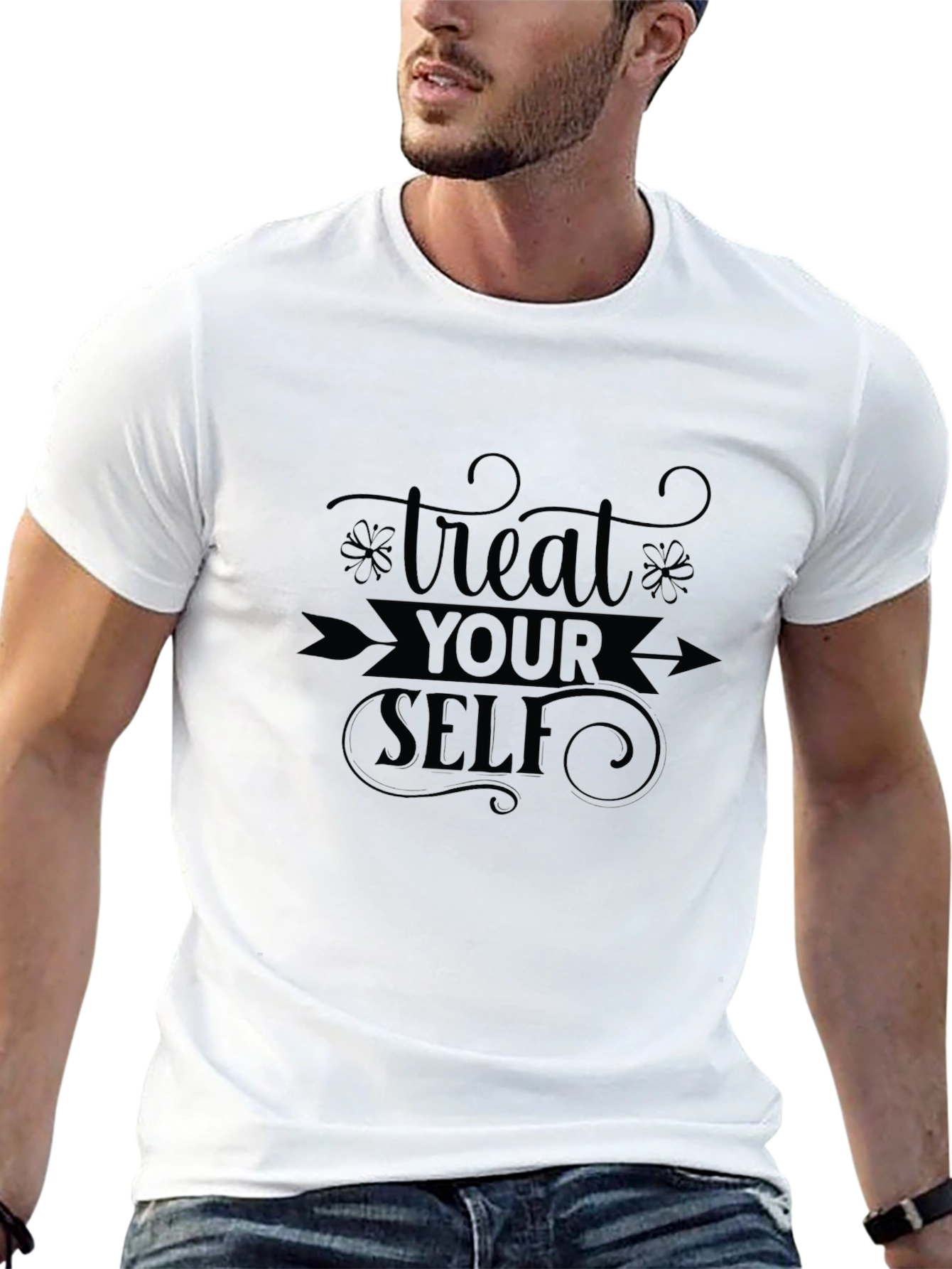 Treat Yourself Graphic Tee - Premium Black T-Shirt