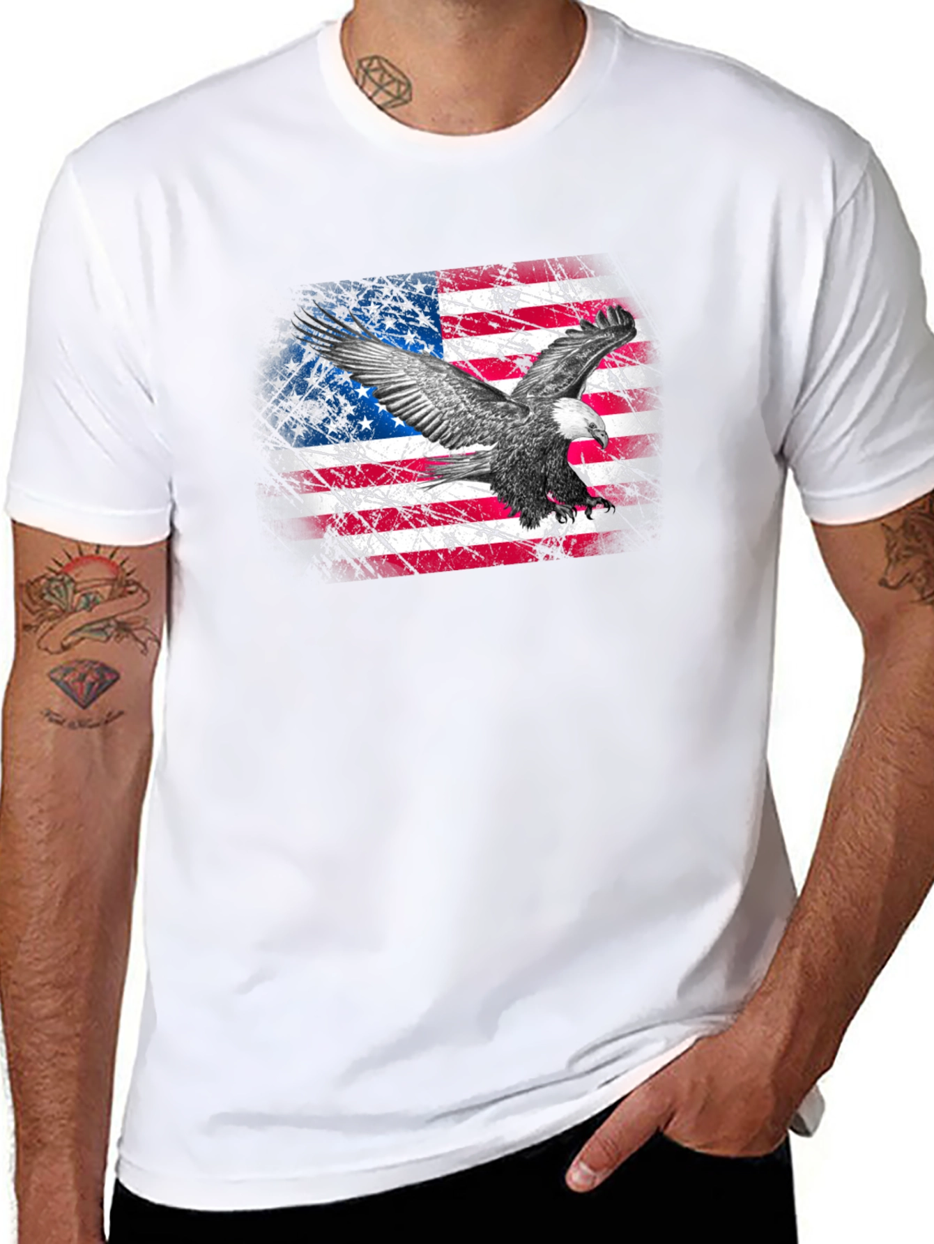 American Flag Eagle Graphic T-Shirt