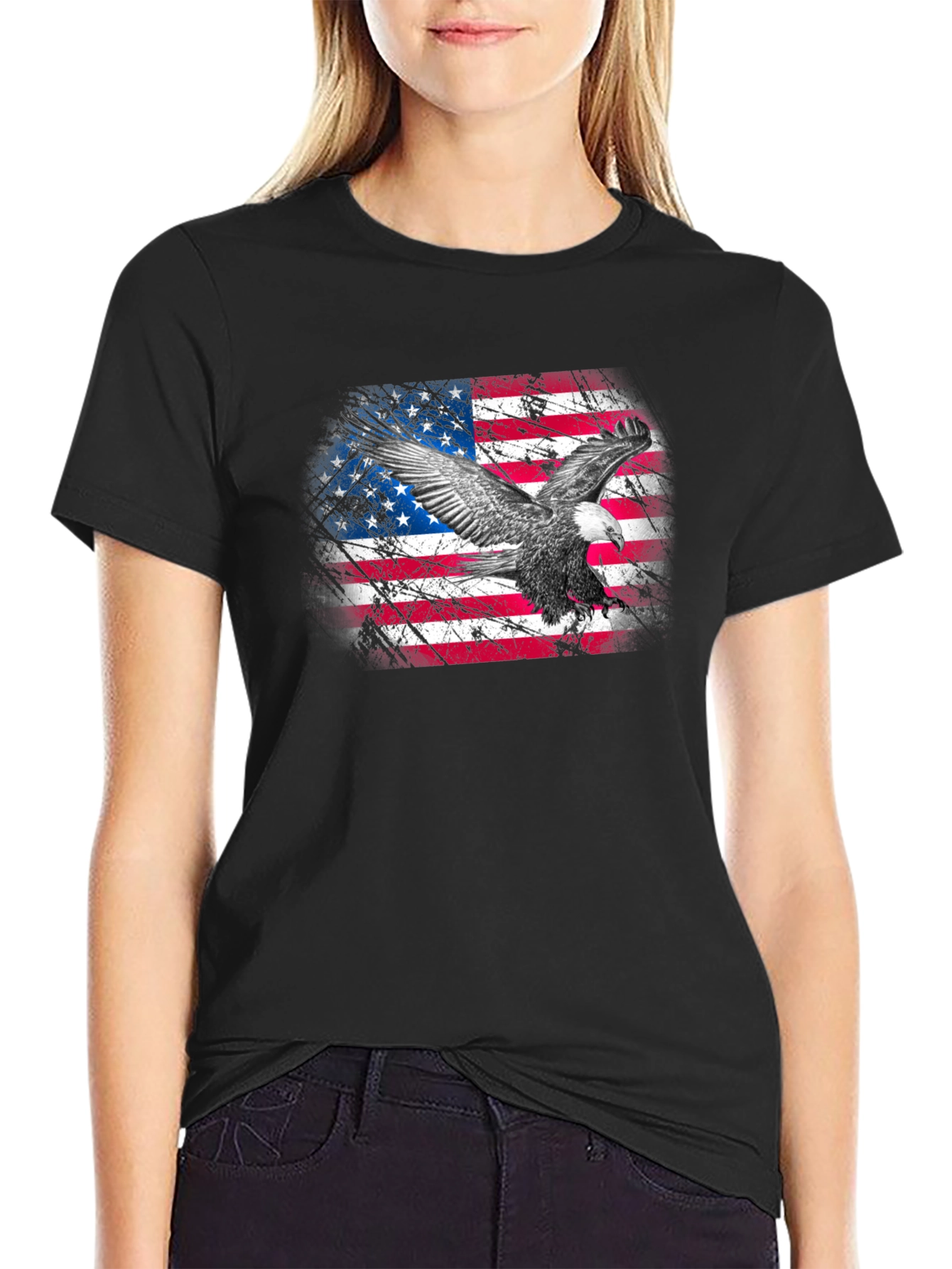 American Flag Eagle Graphic T-Shirt