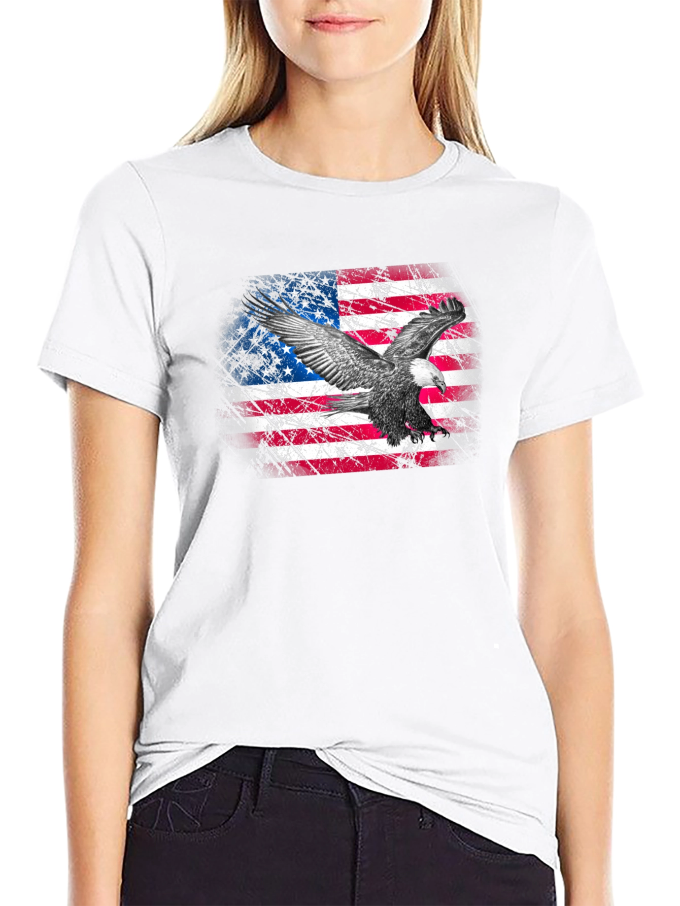 American Flag Eagle Graphic T-Shirt