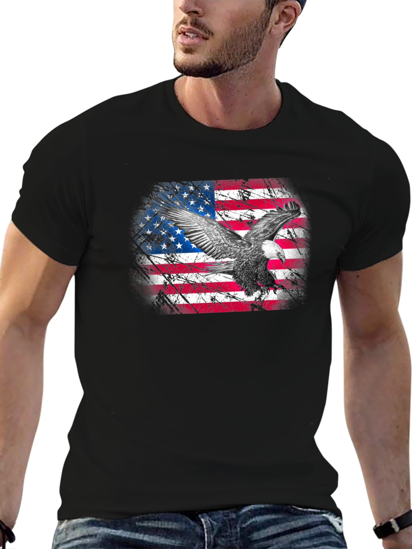 American Flag Eagle Graphic T-Shirt