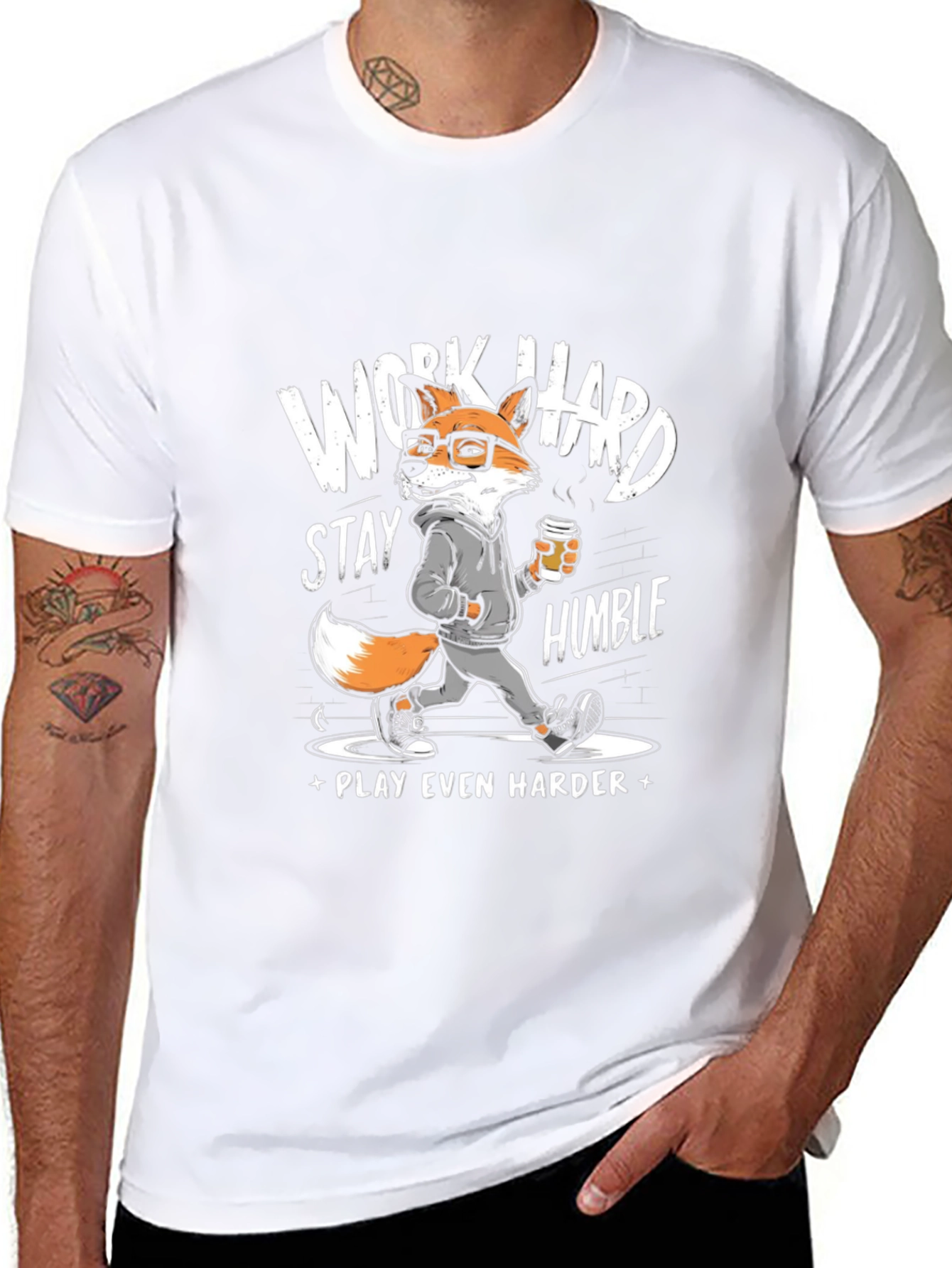 Work Hard Stay Humble Fox Graphic Tee