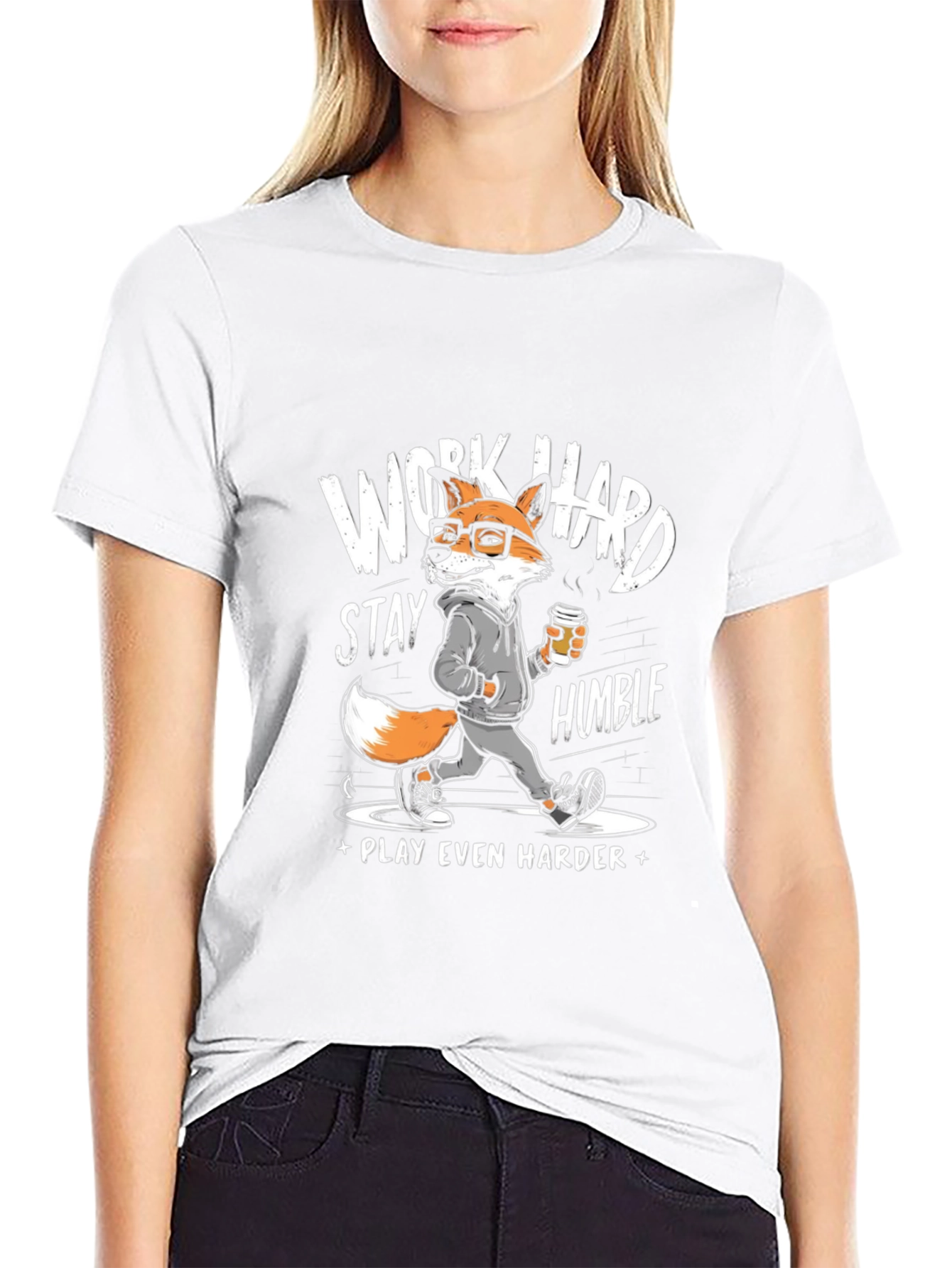Work Hard Stay Humble Fox Graphic Tee