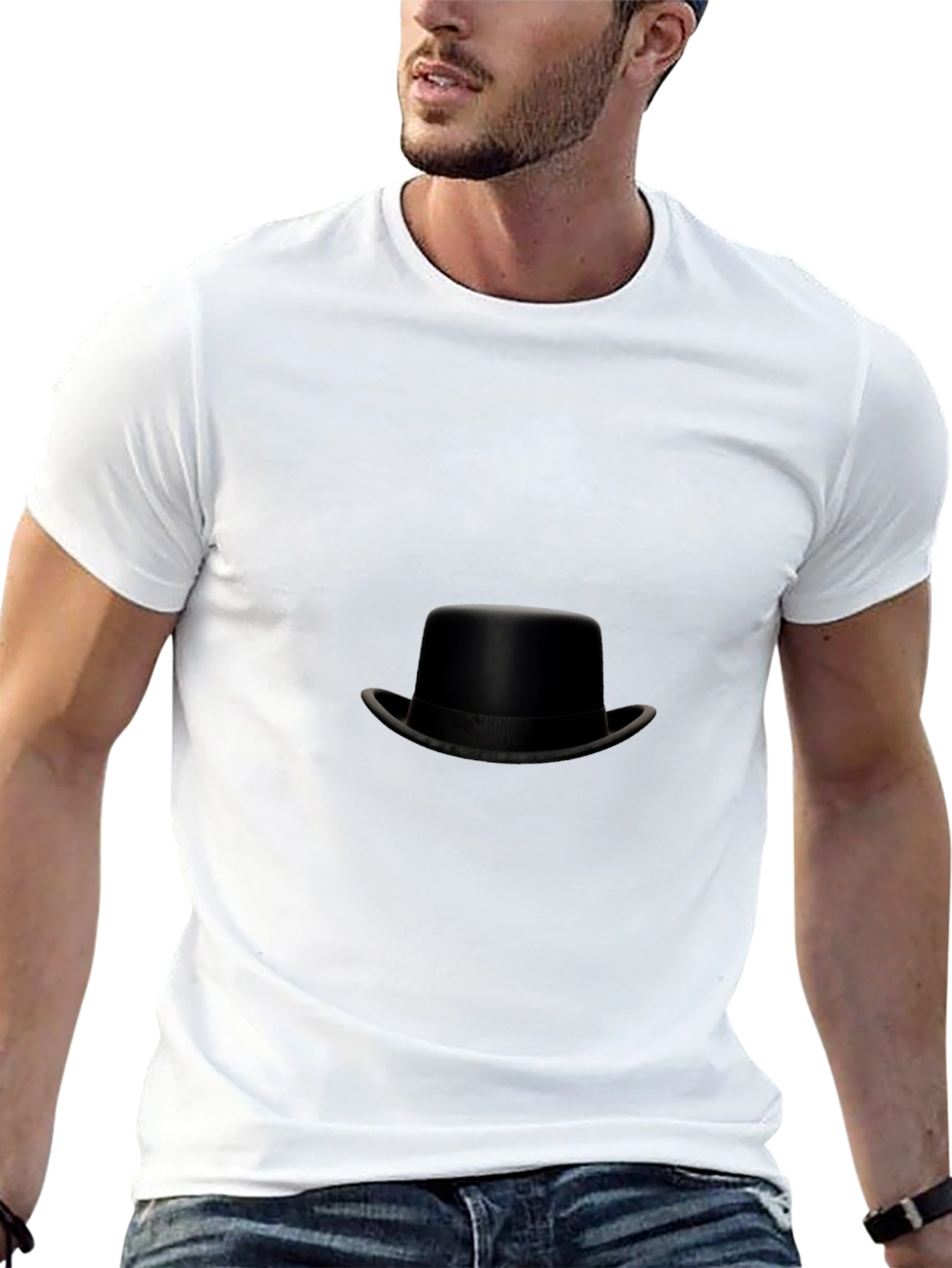 Classic Black Top Hat Graphic Tee