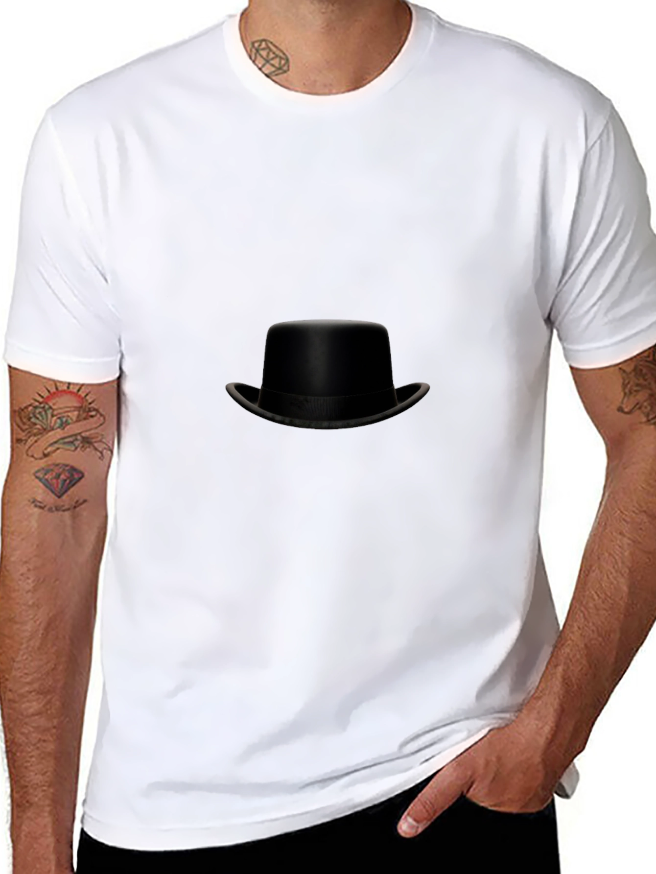 Classic Black Top Hat Graphic Tee