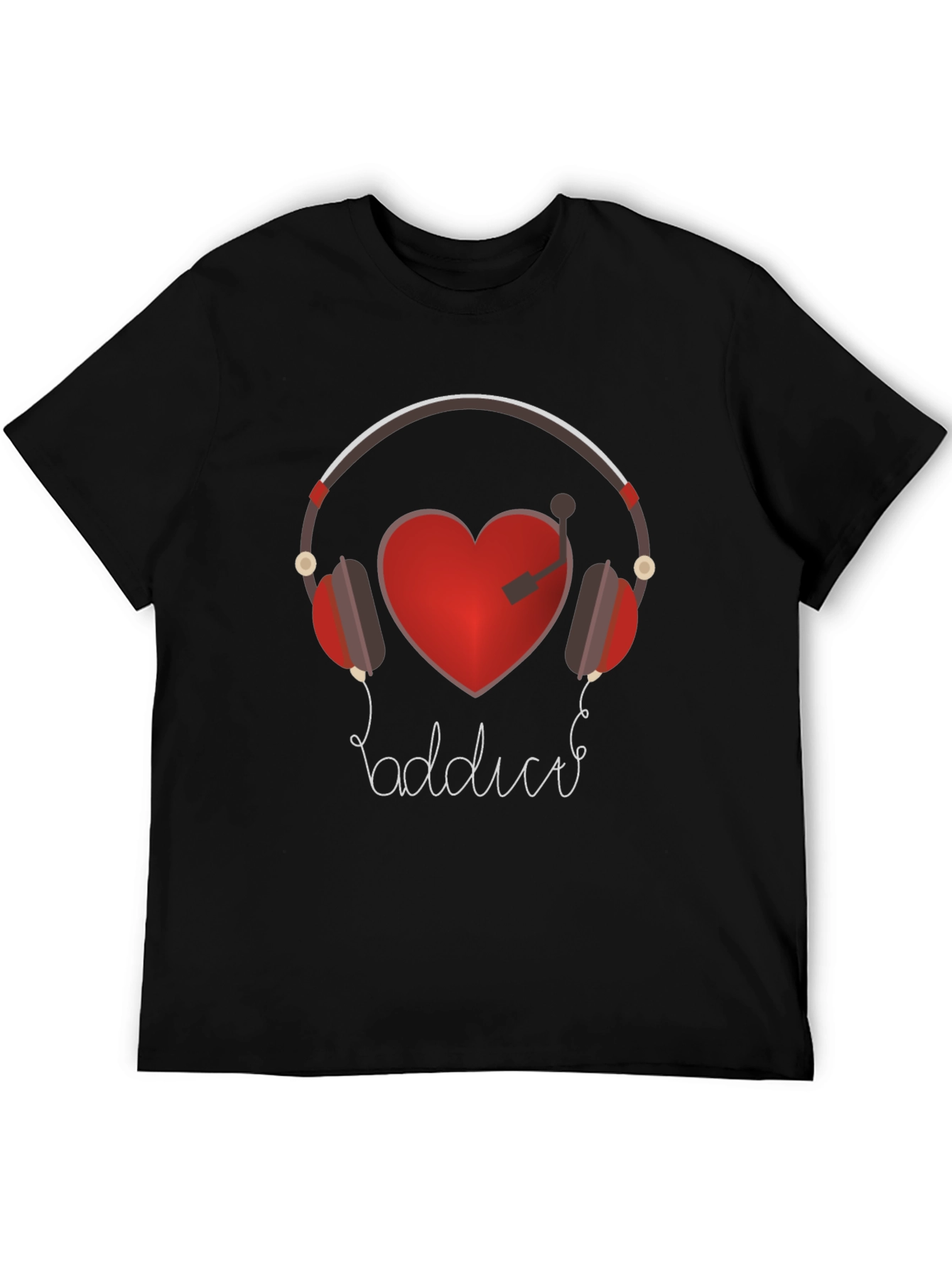Music Lover Graphic Tee - Heart Headphones Design