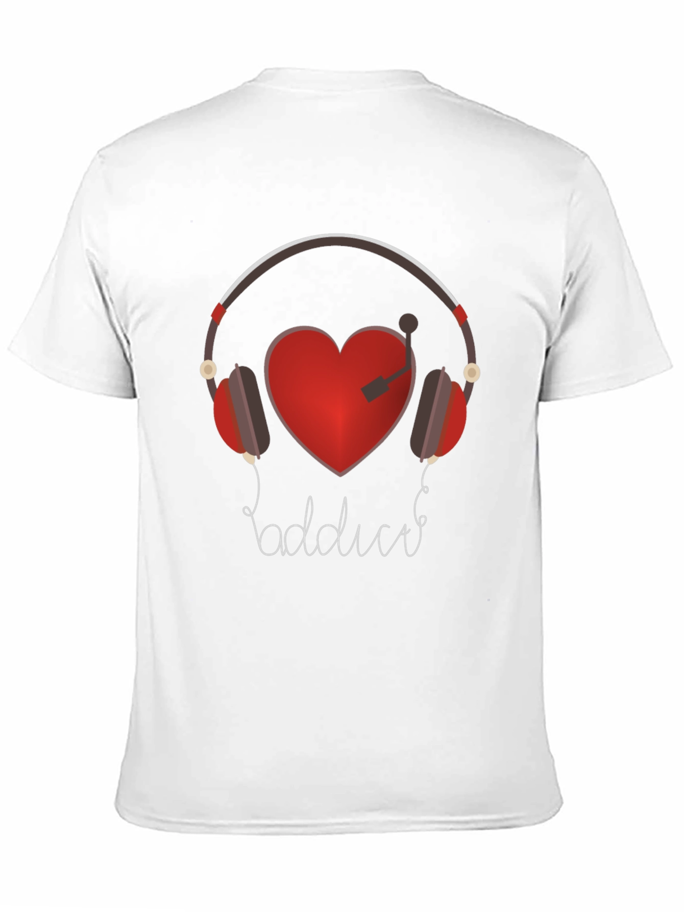 Music Lover Graphic Tee - Heart Headphones Design