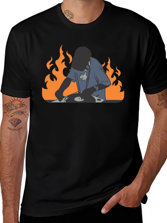 DJ on Fire Graphic Tee - Cool DJing Shirt