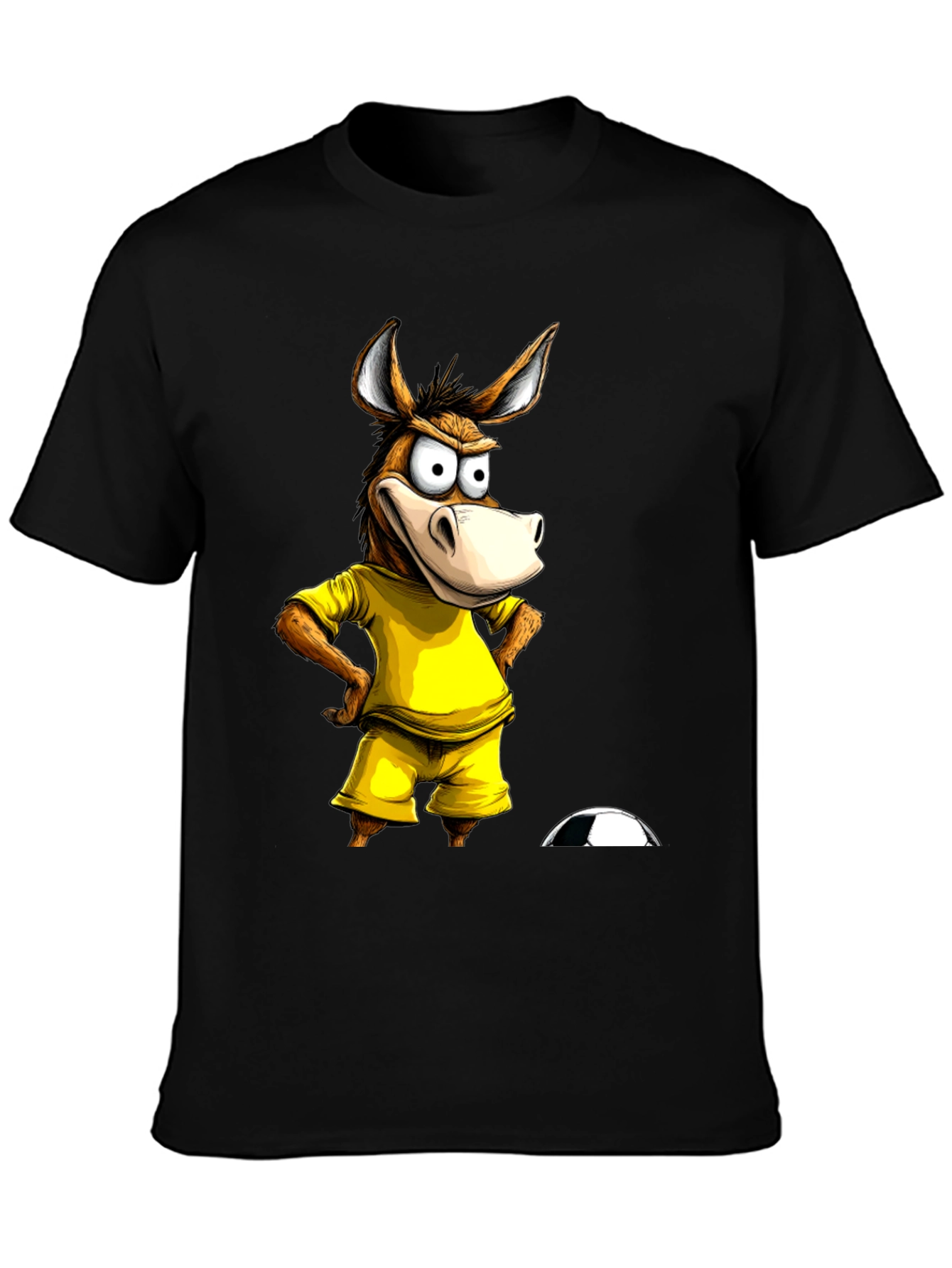 Funny Donkey Soccer T-Shirt - Black Cotton Tee