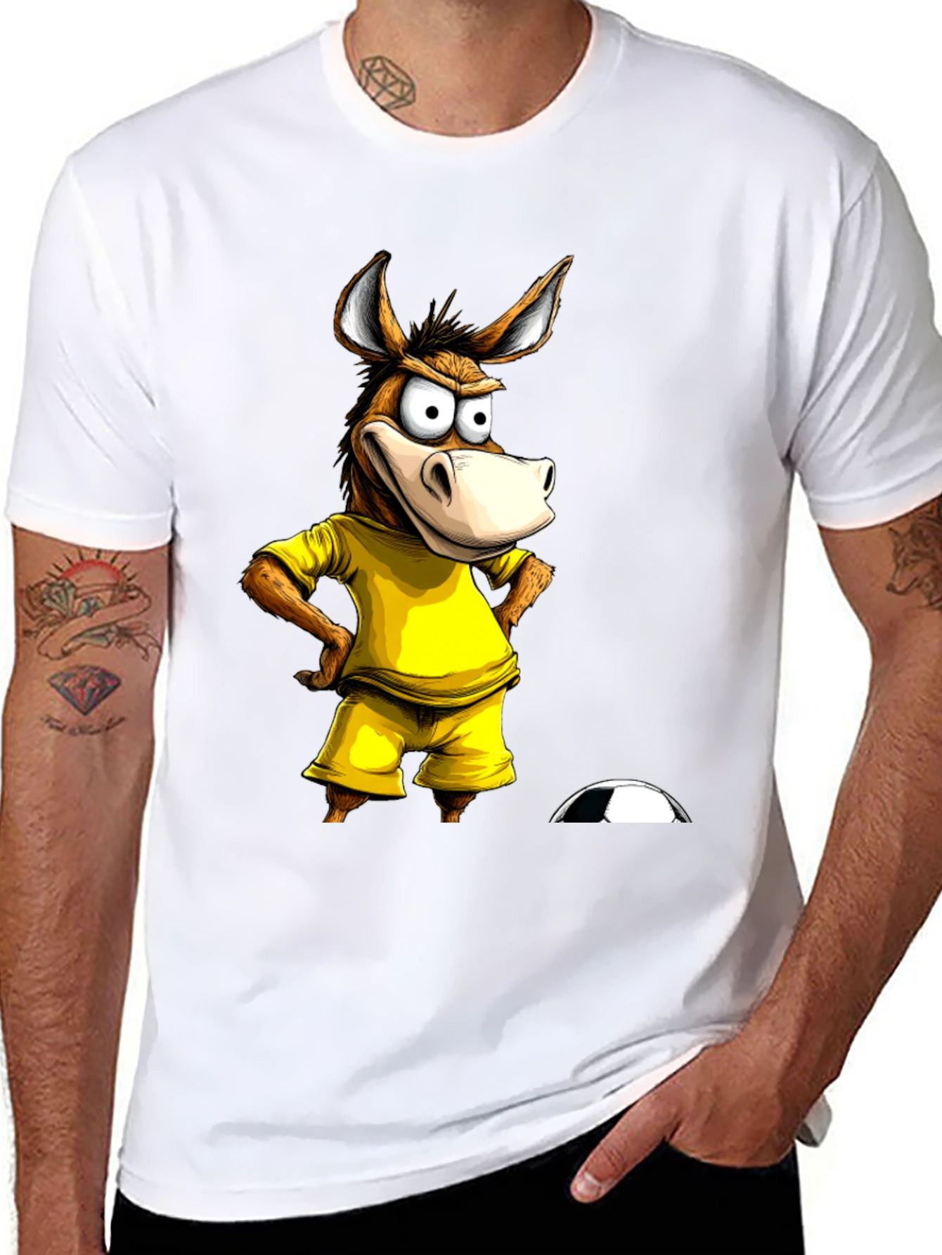 Funny Donkey Soccer T-Shirt - Black Cotton Tee