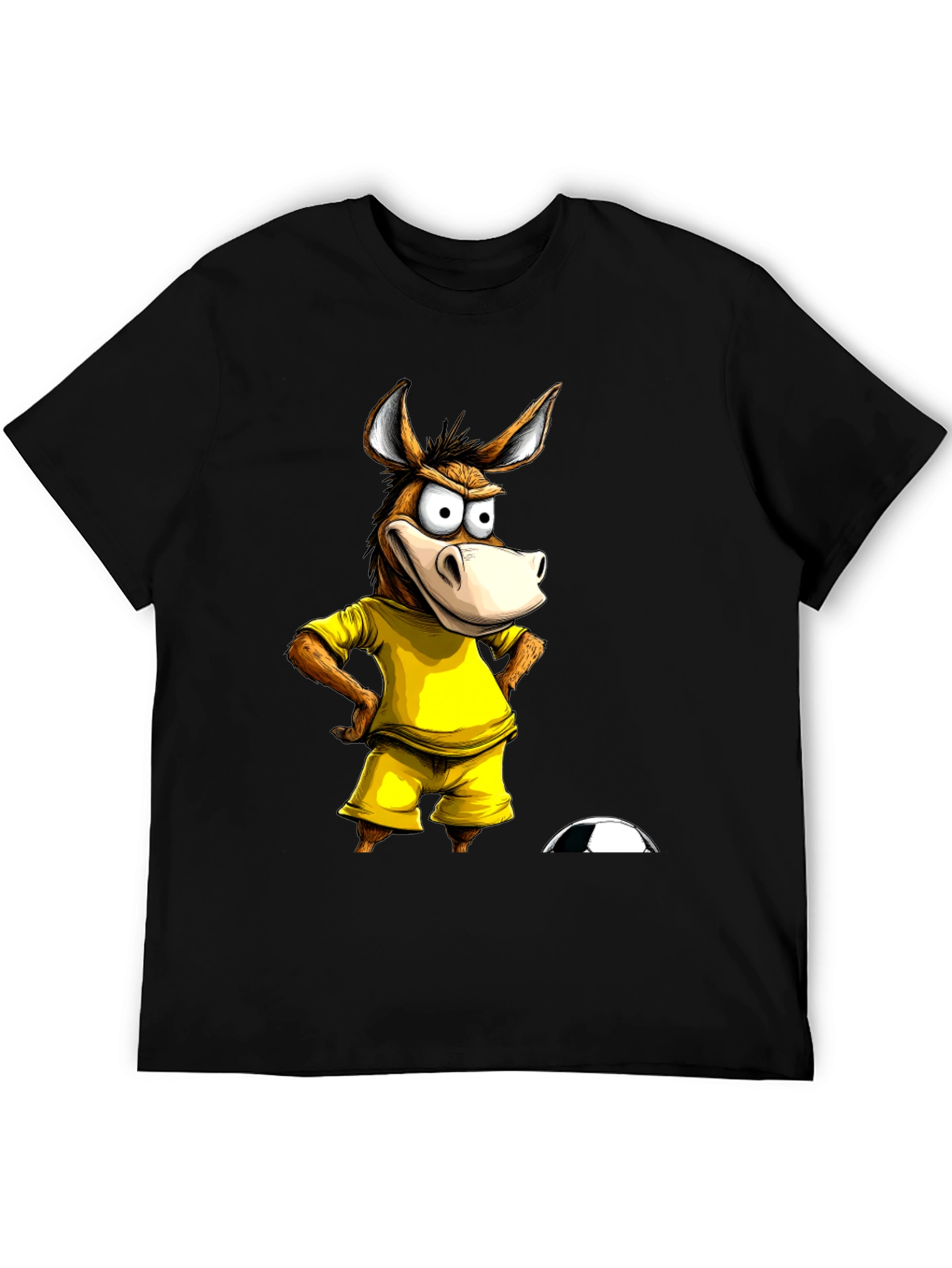 Funny Donkey Soccer T-Shirt - Black Cotton Tee
