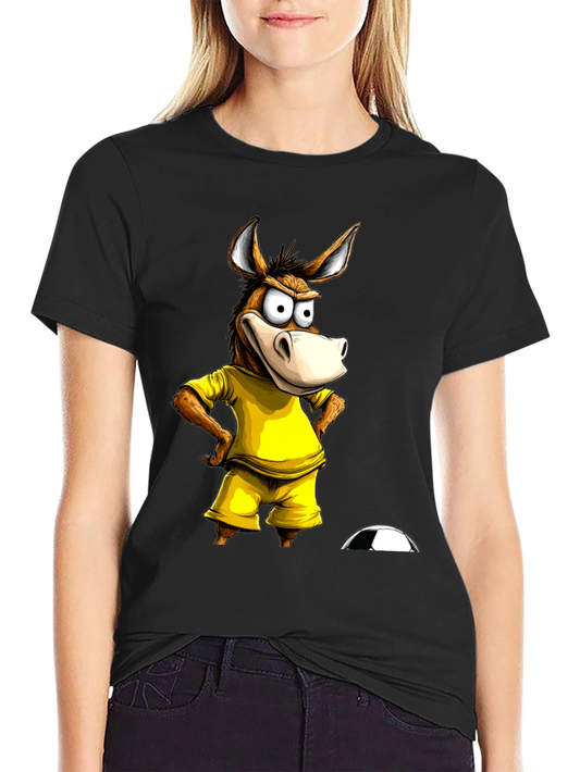 Funny Donkey Soccer T-Shirt - Black Cotton Tee