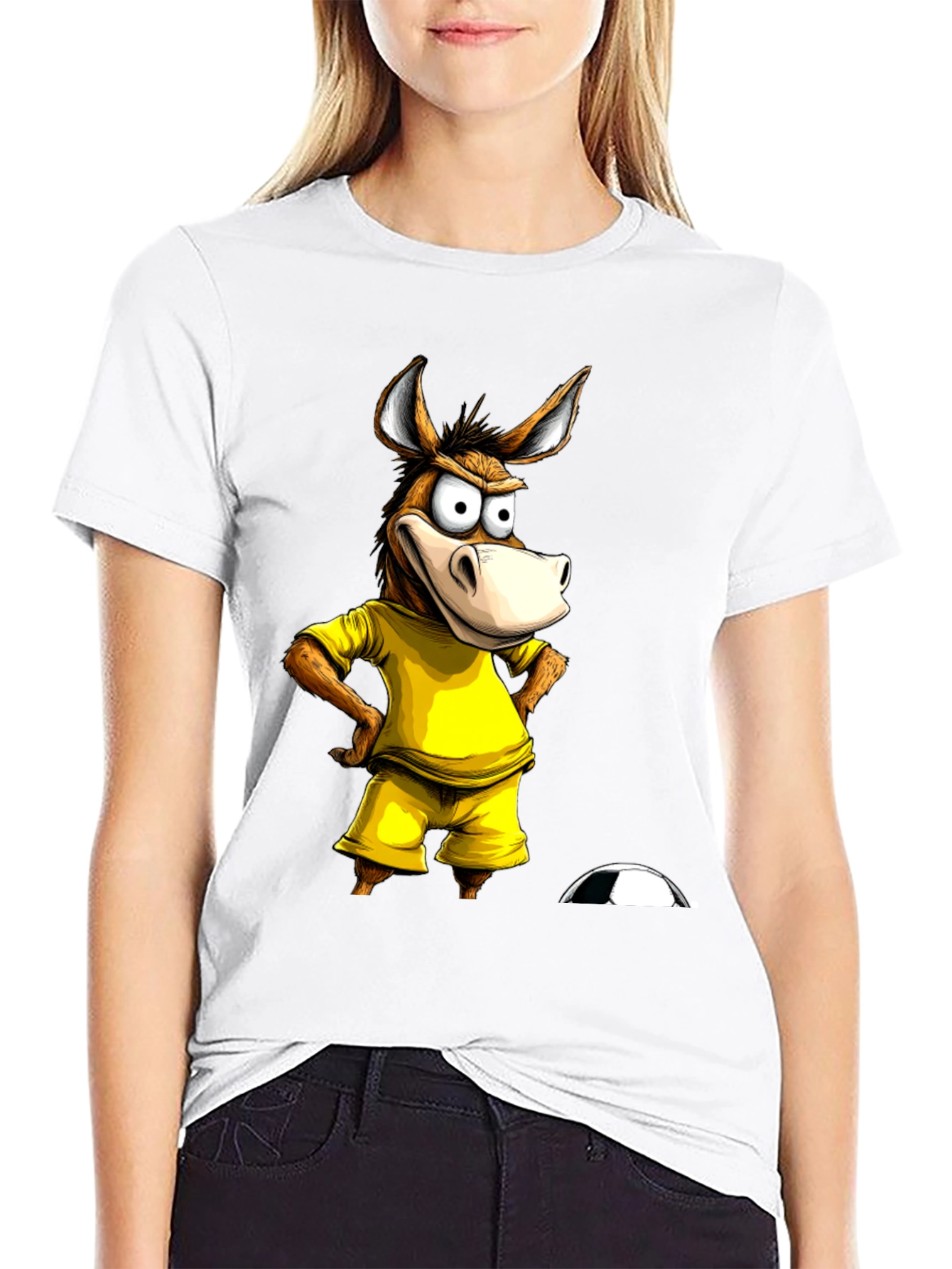 Funny Donkey Soccer T-Shirt - Black Cotton Tee