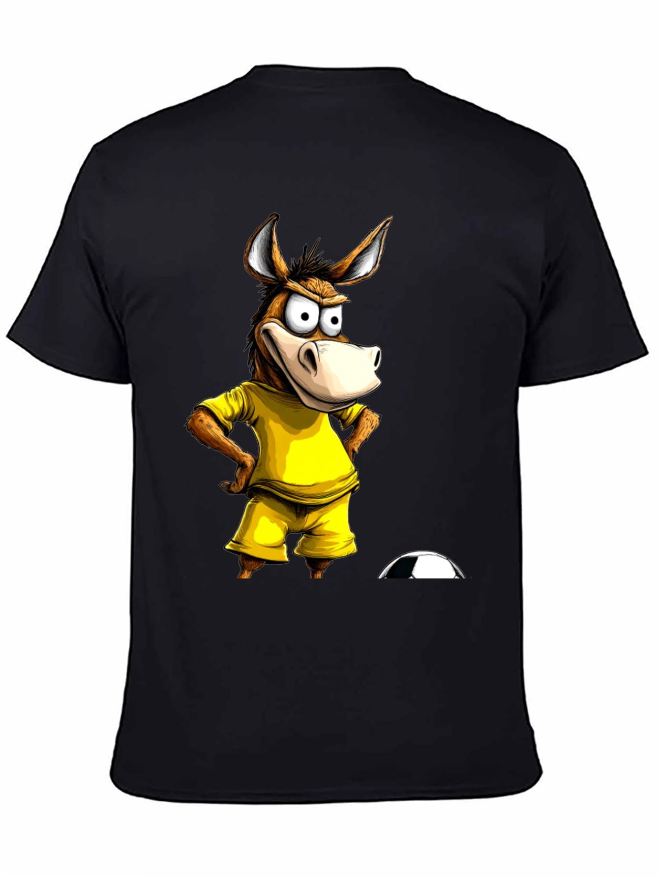 Funny Donkey Soccer T-Shirt - Black Cotton Tee