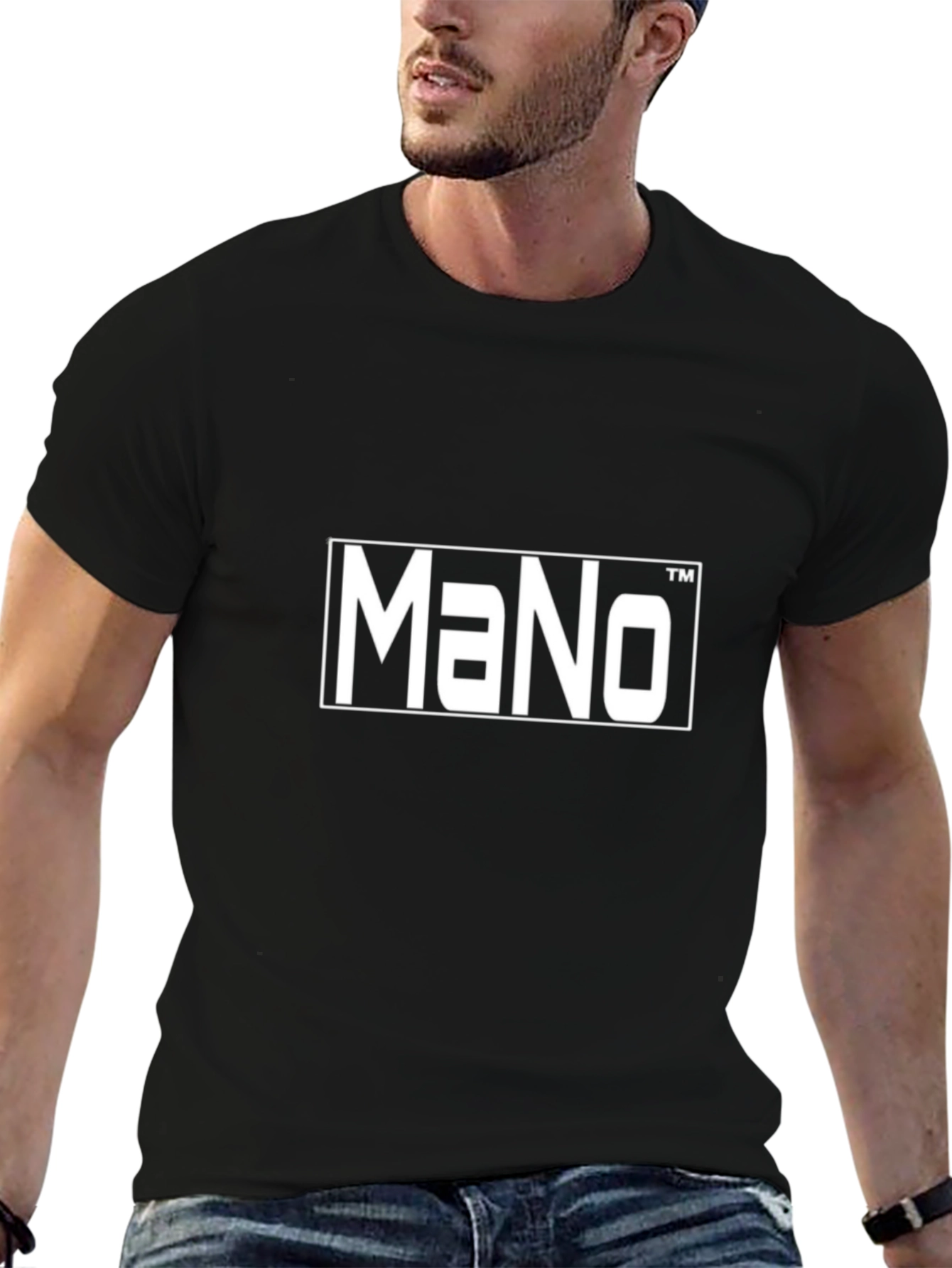 MaNo Graphic Print Black T-Shirt Casual Wear