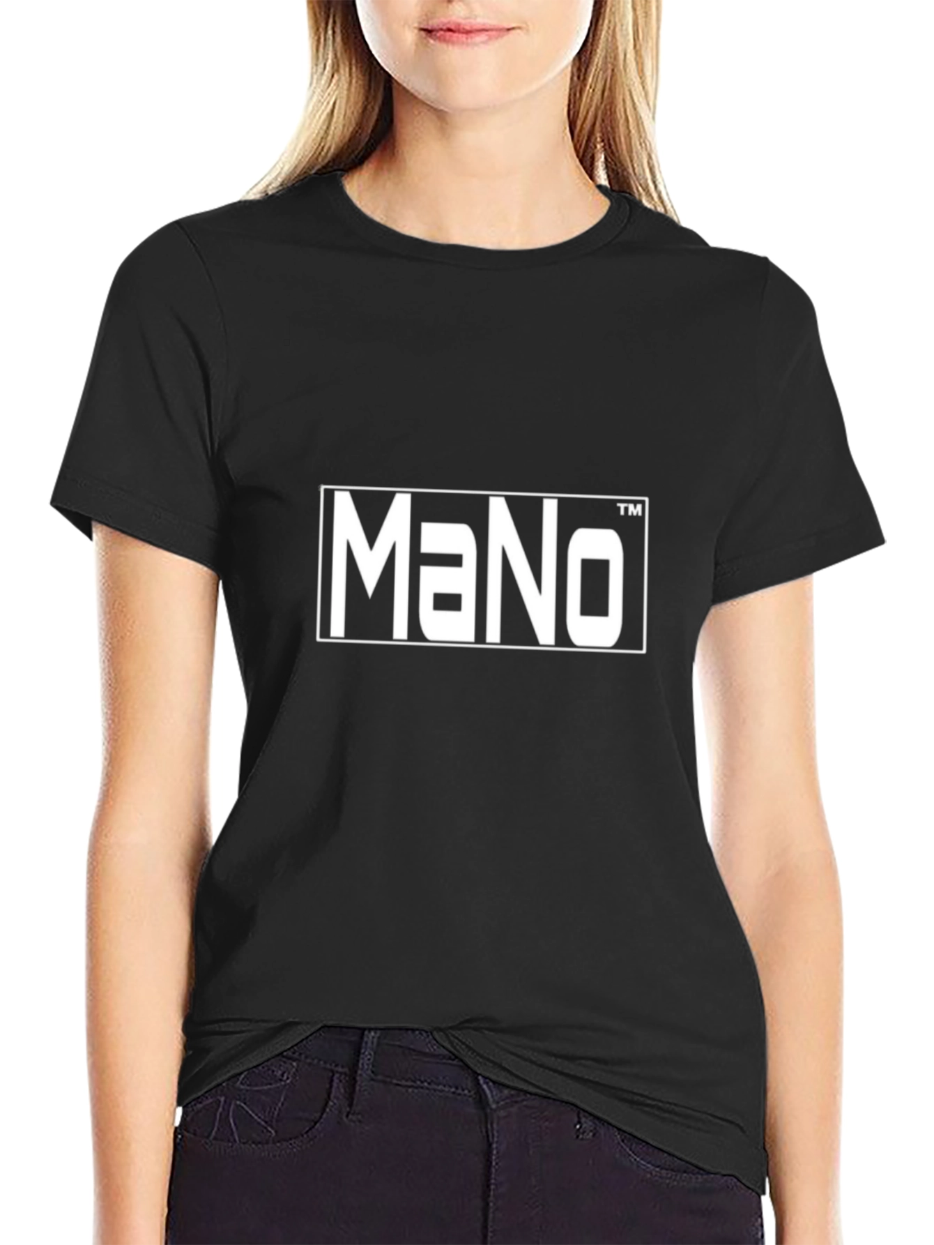 MaNo Graphic Print Black T-Shirt Casual Wear