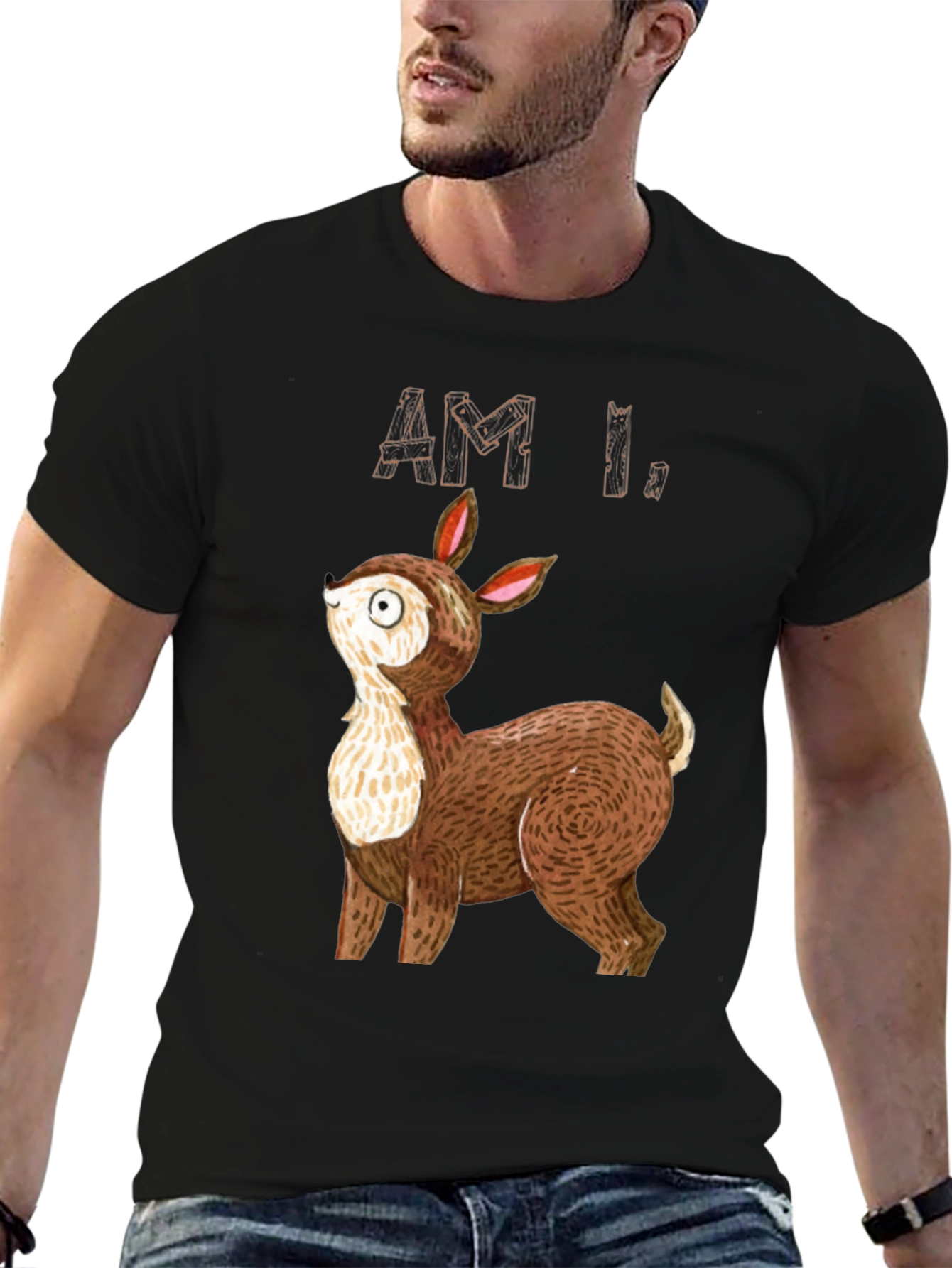 Am I Deer? Graphic Tee - Black Cotton T-Shirt