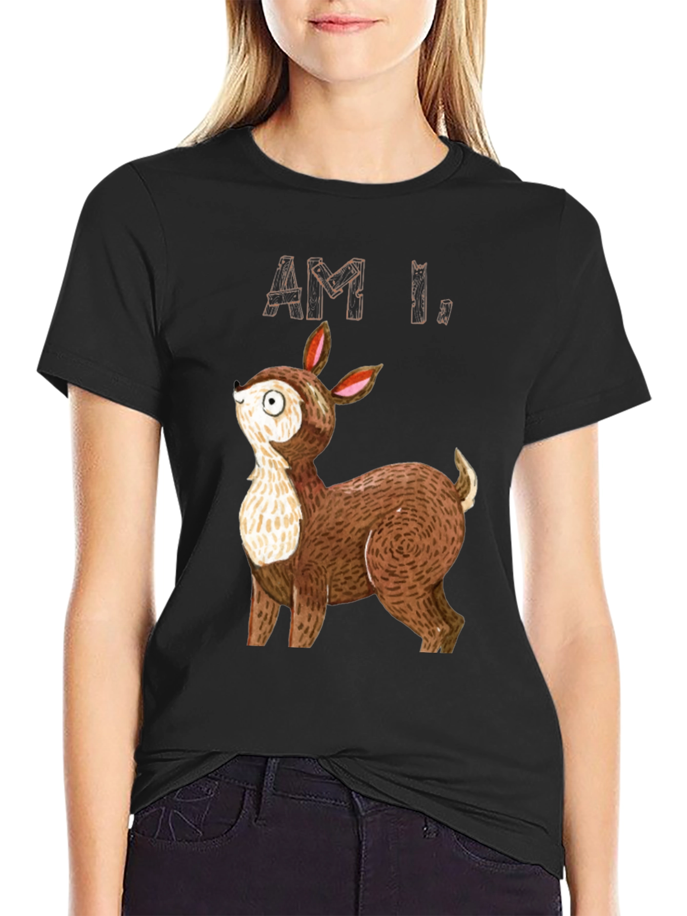 Am I Deer? Graphic Tee - Black Cotton T-Shirt