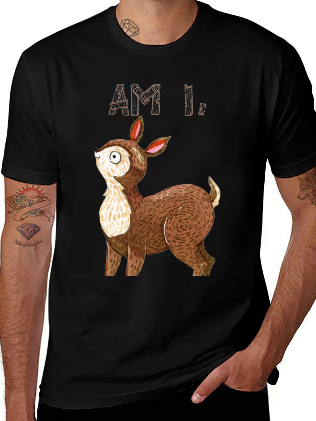 Am I Deer? Graphic Tee - Black Cotton T-Shirt