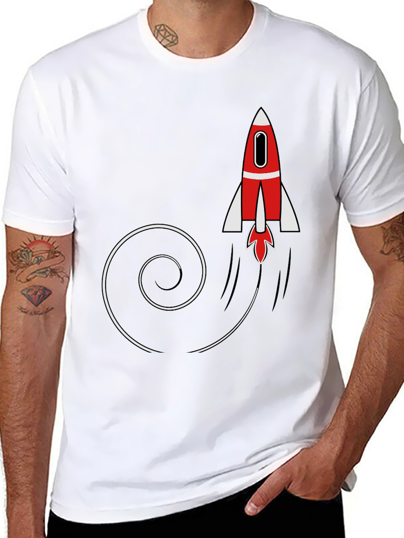 Rocket Launch Mens Black Graphic T-Shirt