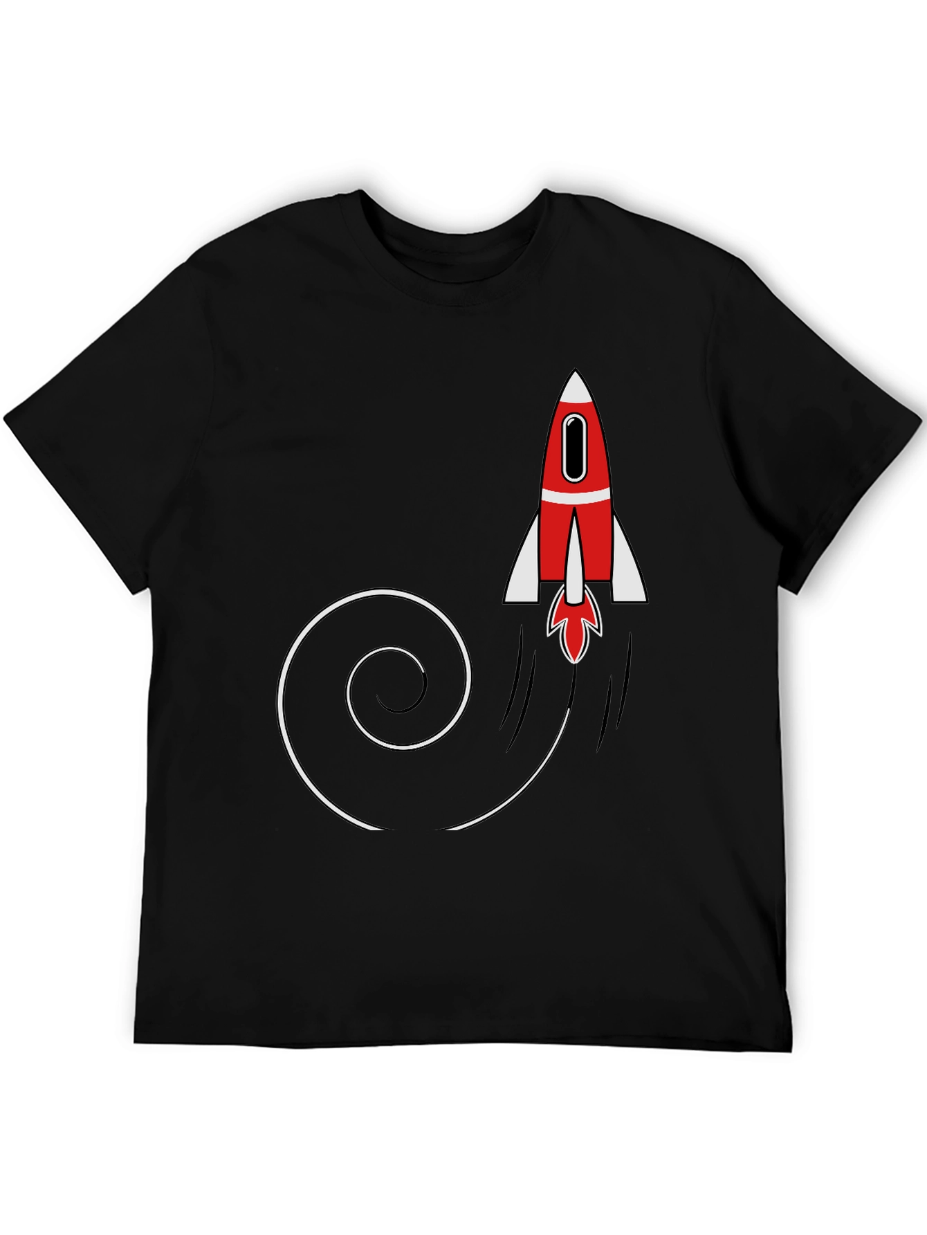 Rocket Launch Mens Black Graphic T-Shirt