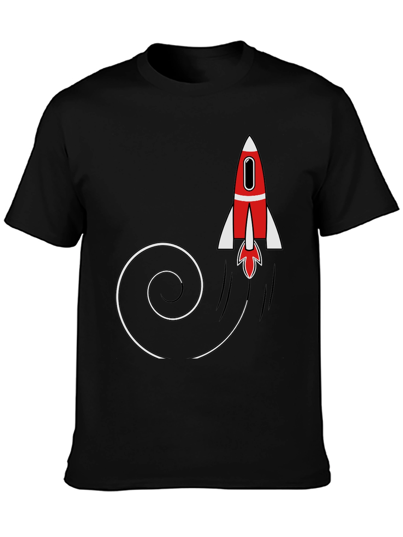 Rocket Launch Mens Black Graphic T-Shirt