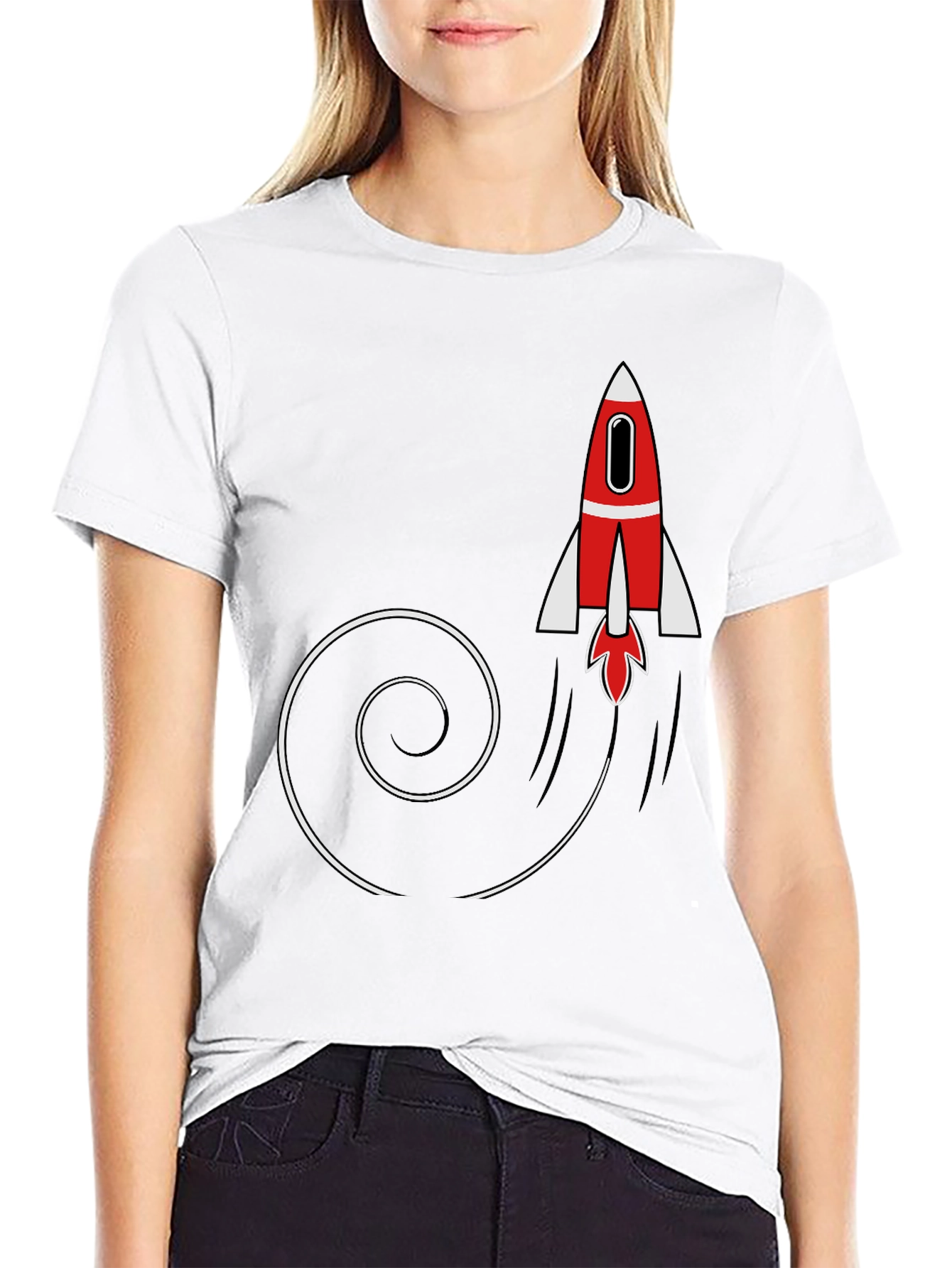 Rocket Launch Mens Black Graphic T-Shirt