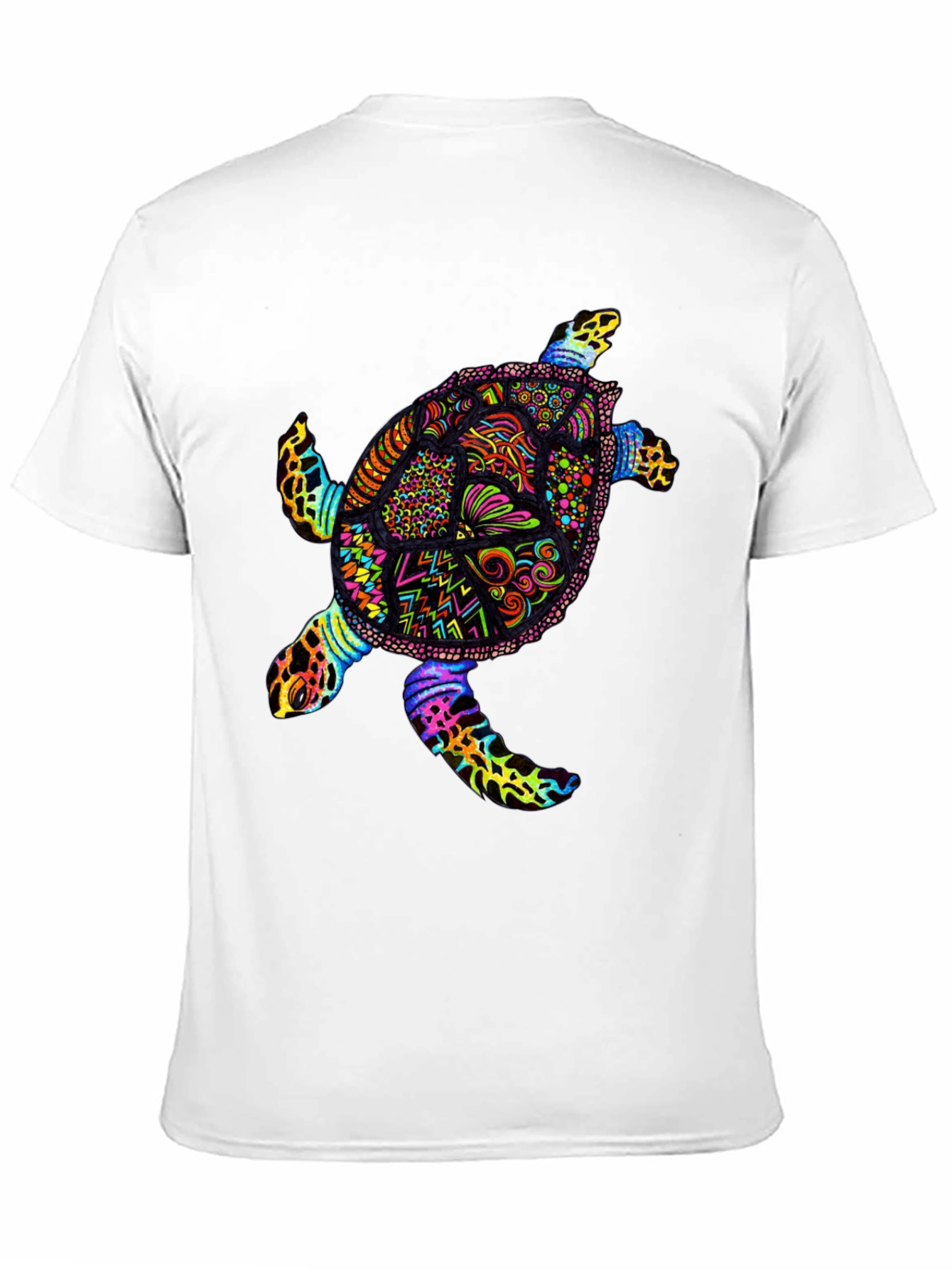 Vibrant Sea Turtle Graphic Tee - Black Cotton T-Shirt