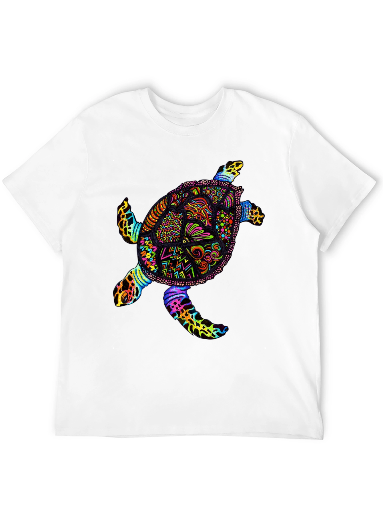 Vibrant Sea Turtle Graphic Tee - Black Cotton T-Shirt