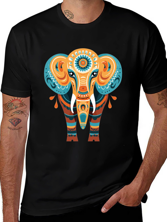 Elephant Graphic Tee - Unique Tribal Design