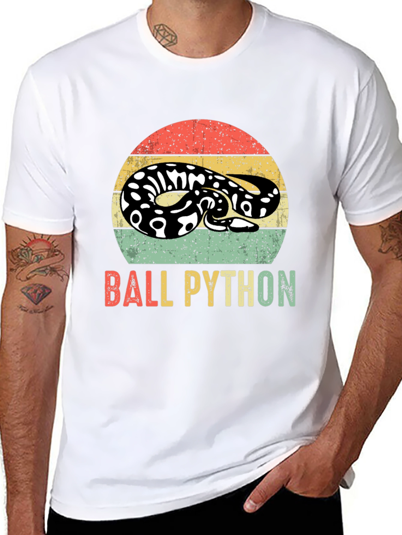 Retro Ball Python Graphic T-Shirt - Reptile Lover Tee