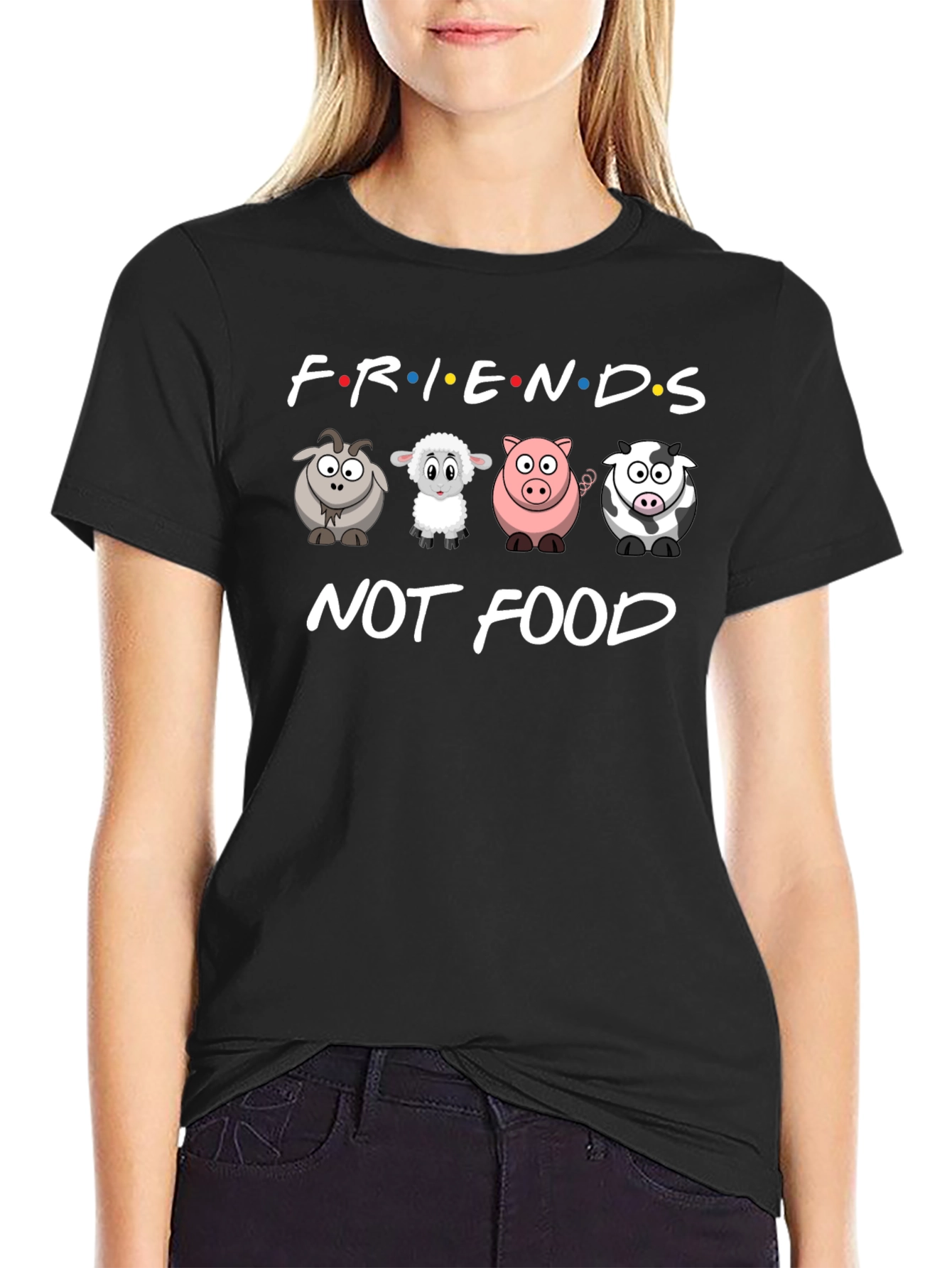 Friends Not Food T-Shirt Vegan Animal Lover Tee