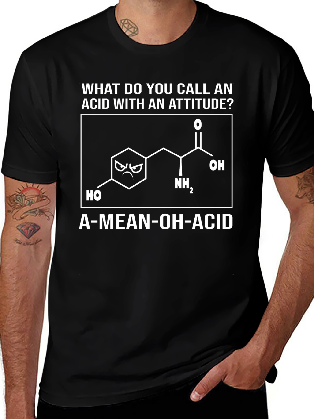 A-Mean-Oh-Acid T-Shirt: Funny Science Pun Tee