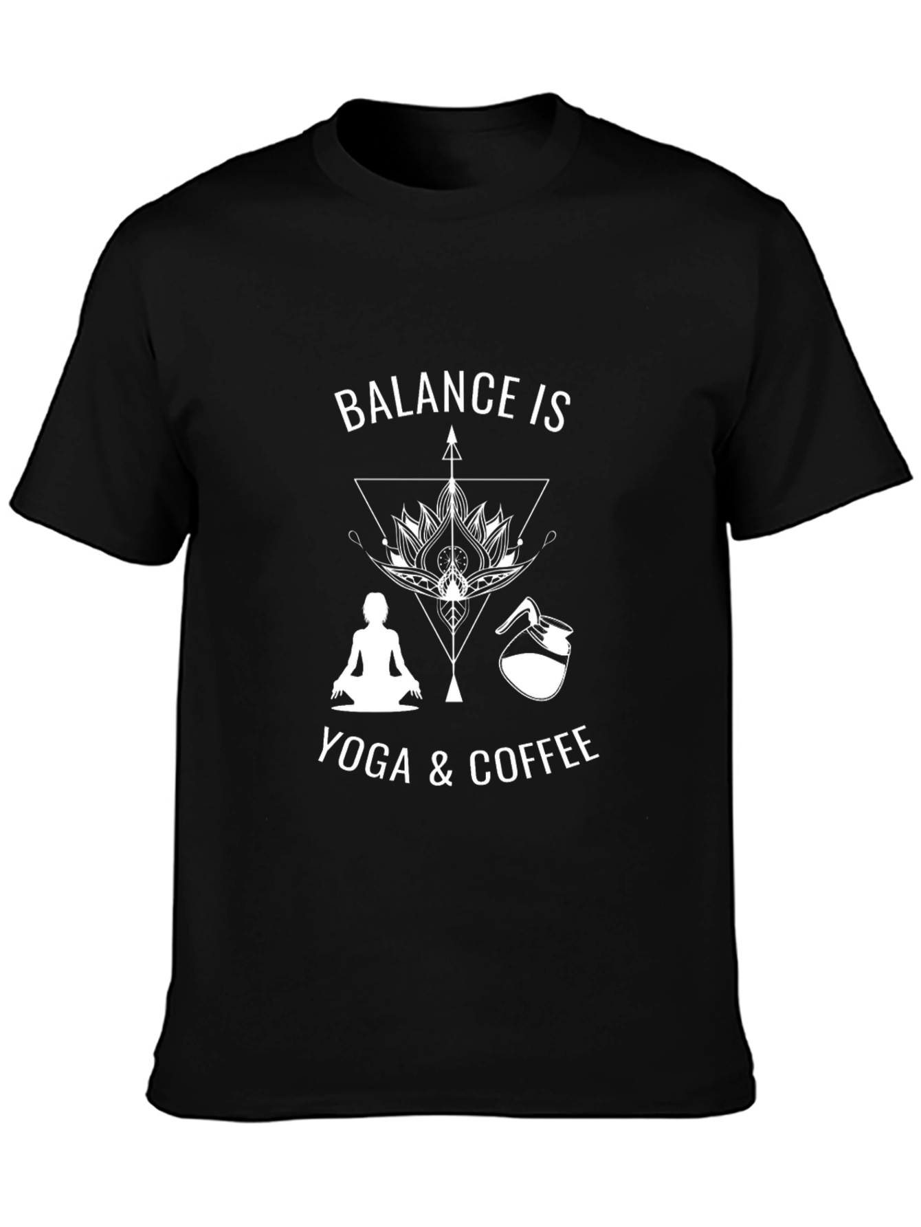 Balance is Yoga & Coffee Black Graphic T-Shirt