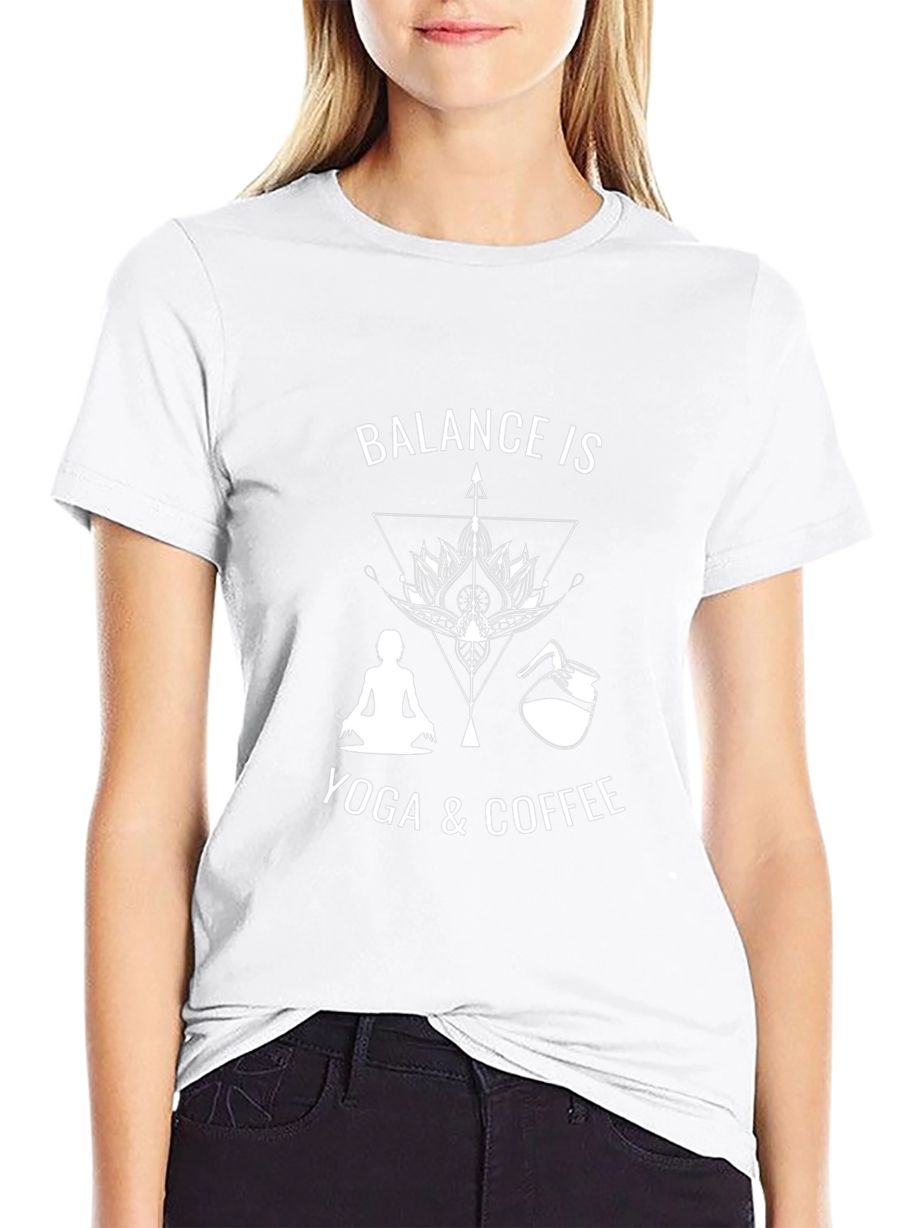 Balance is Yoga & Coffee Black Graphic T-Shirt