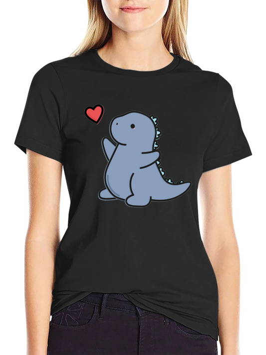 Cute Dinosaur Heart Graphic T-Shirt