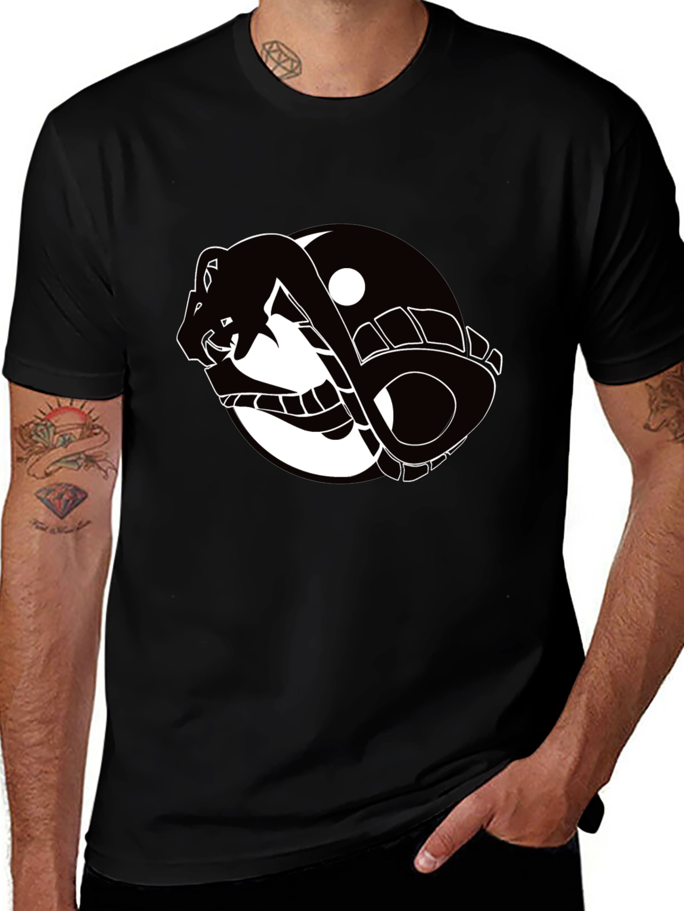 Yin Yang Snake Graphic T-Shirt