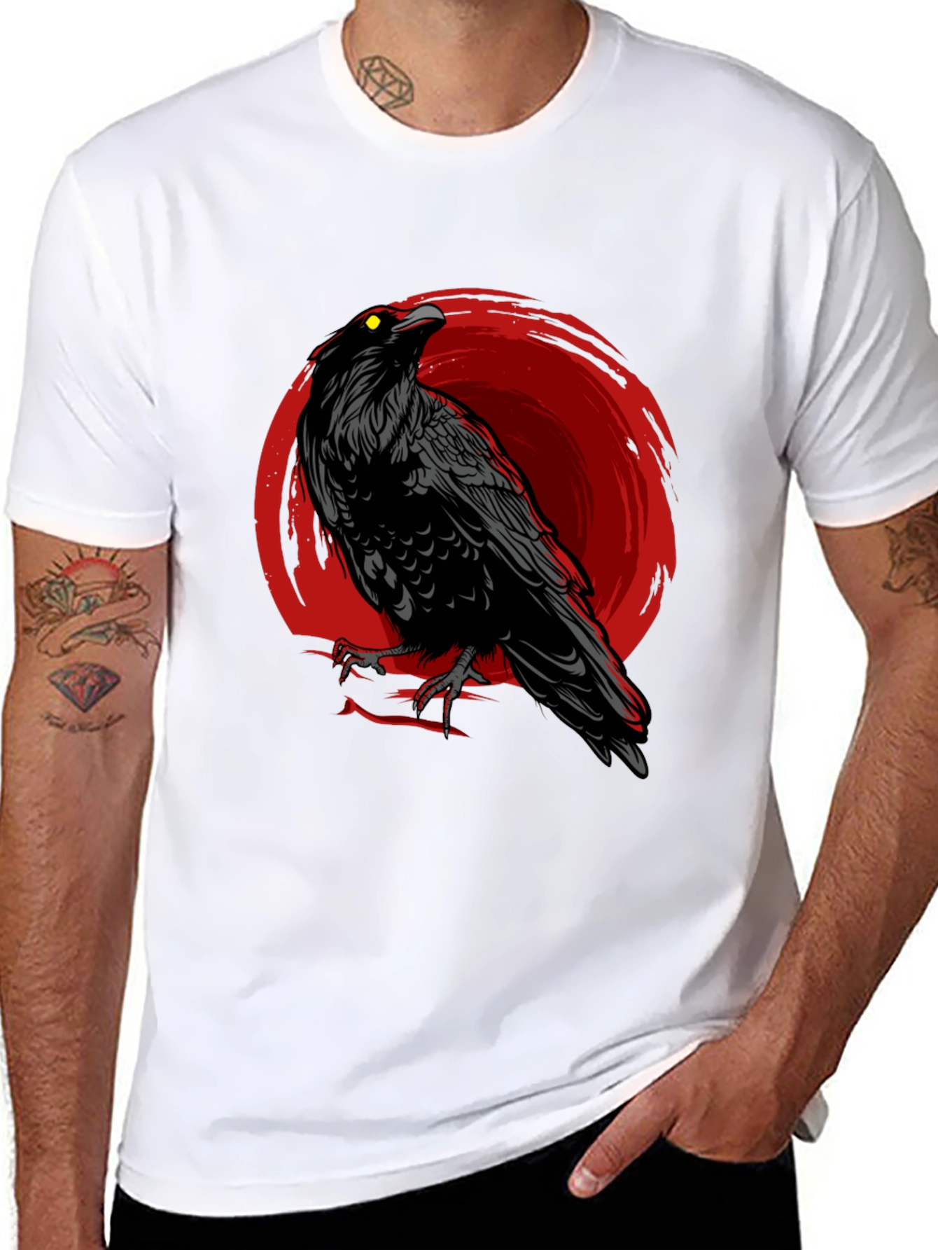 Raven Graphic T-Shirt - Mens Black Crow Tee