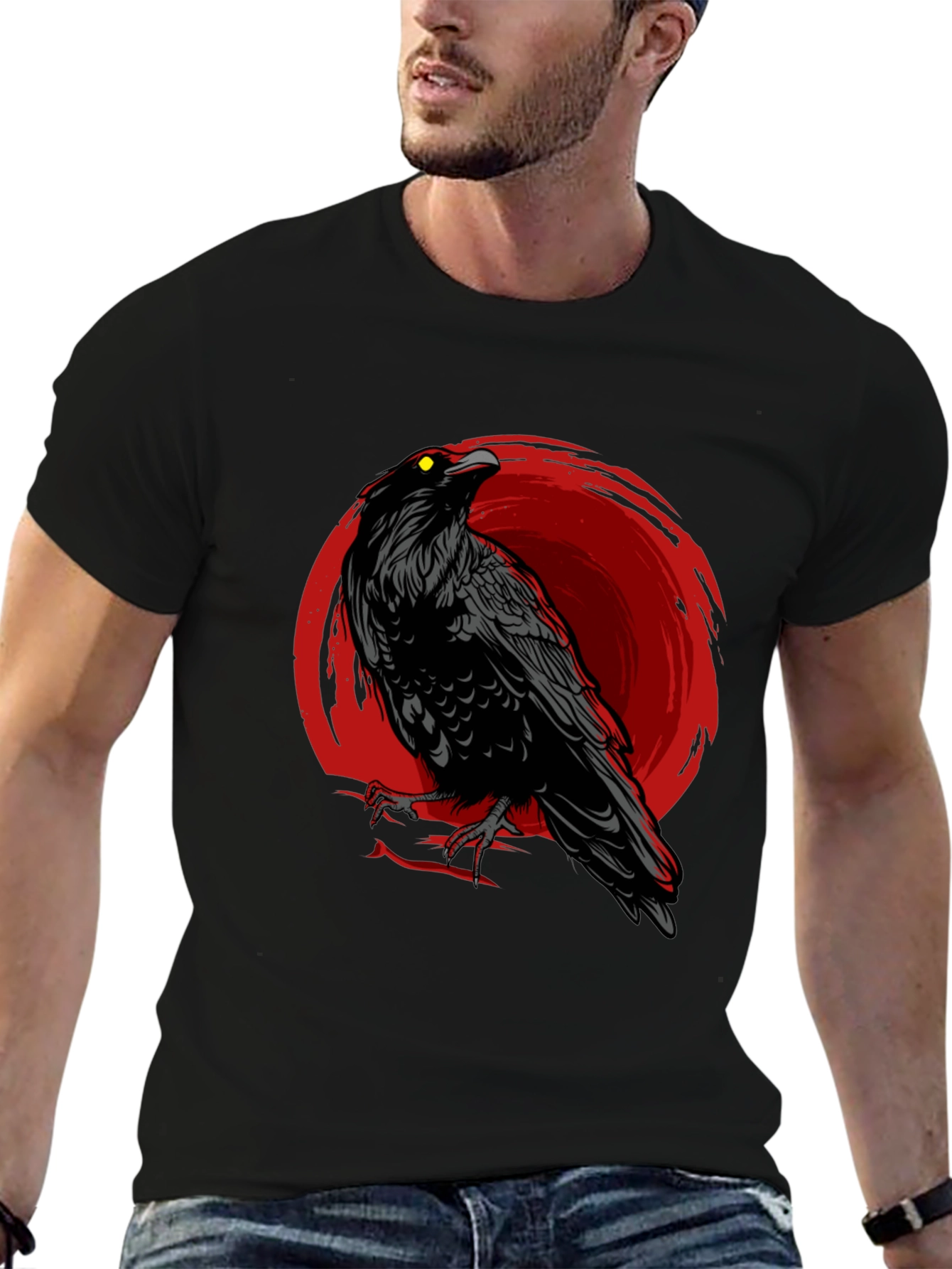 Raven Graphic T-Shirt - Mens Black Crow Tee