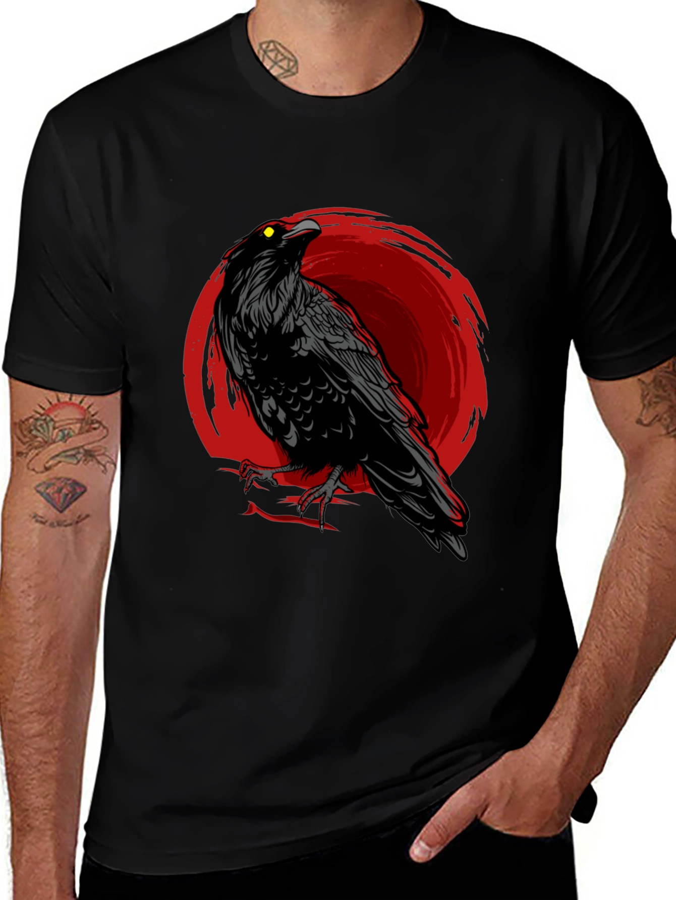 Raven Graphic T-Shirt - Mens Black Crow Tee