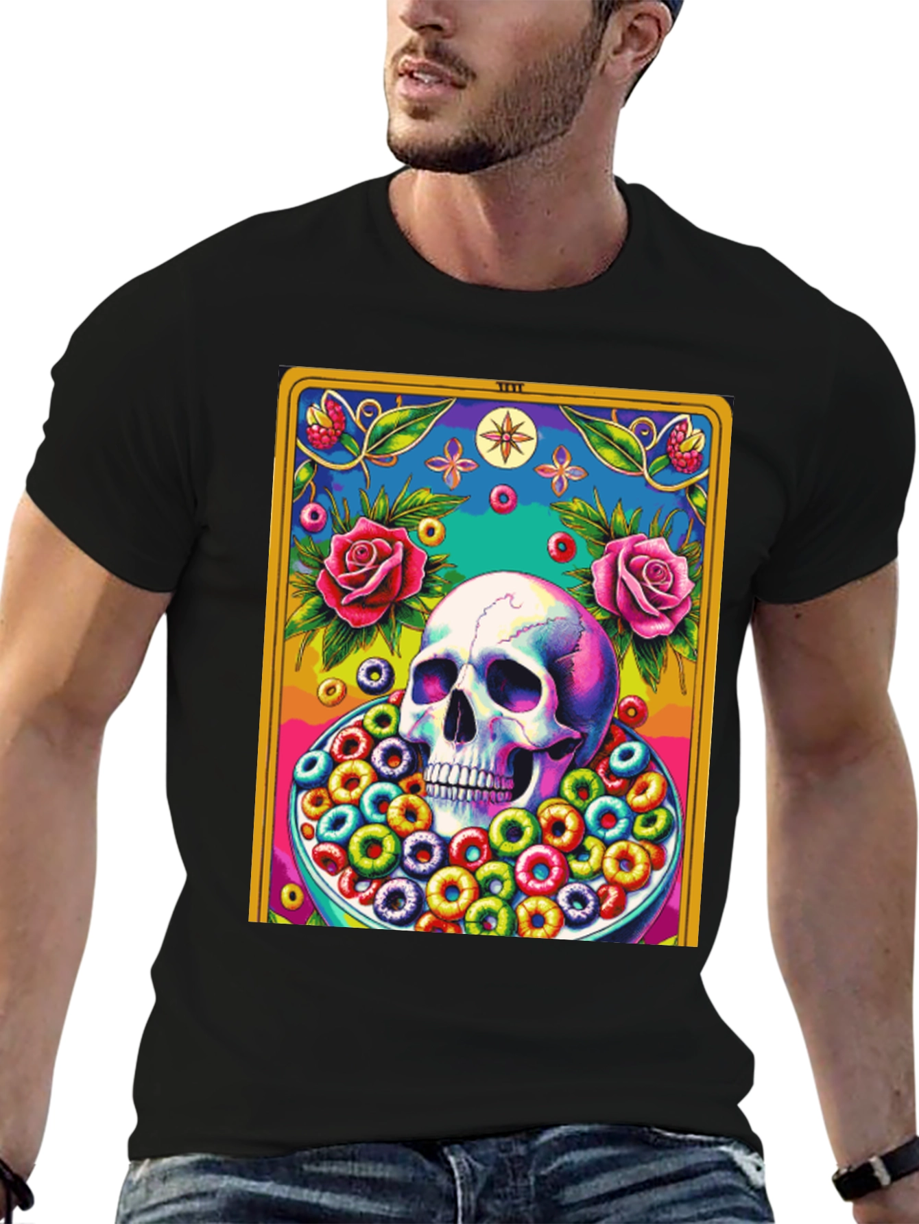 Skull & Cereal Tarot Card Graphic Tee