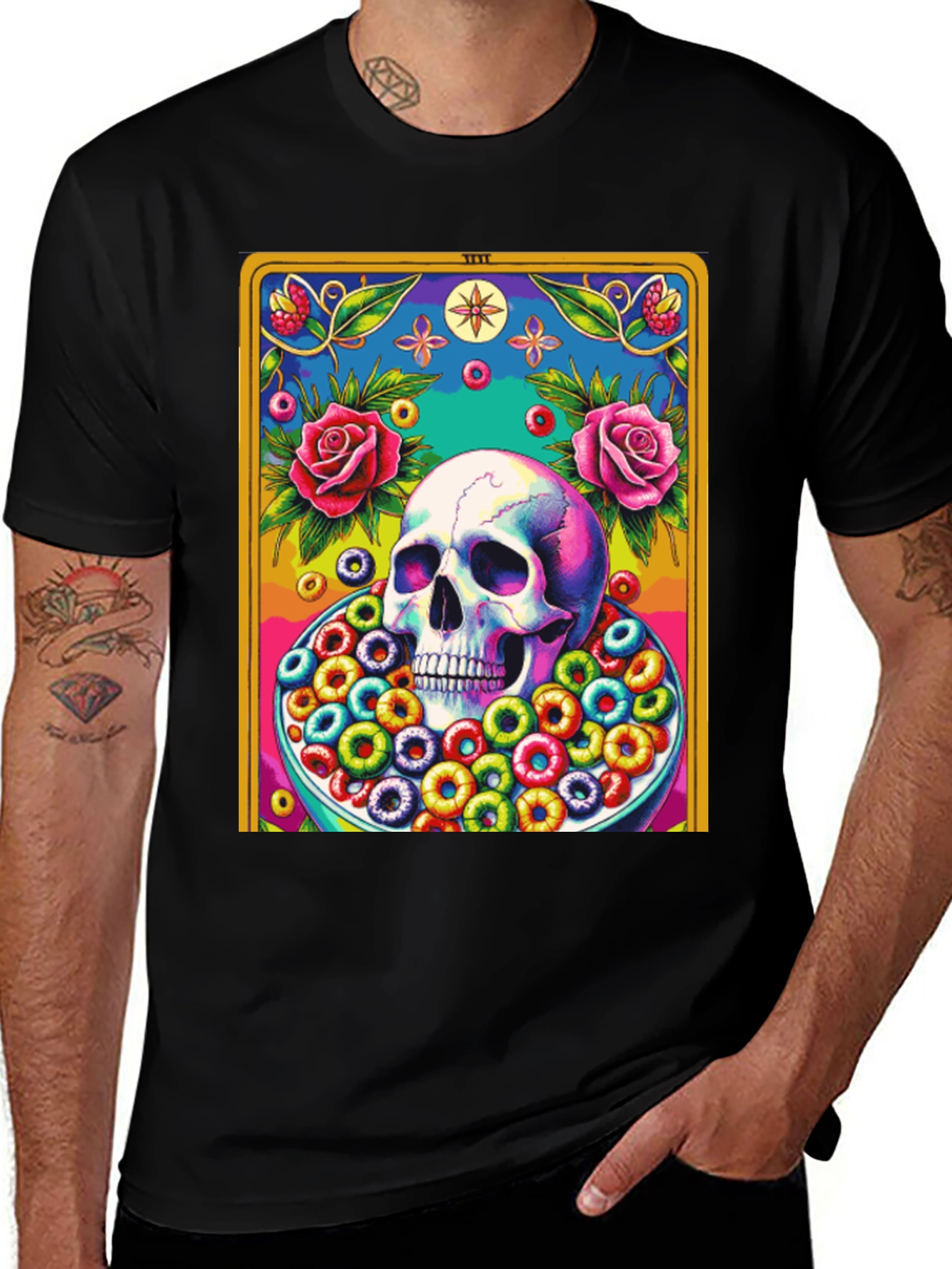 Skull & Cereal Tarot Card Graphic Tee