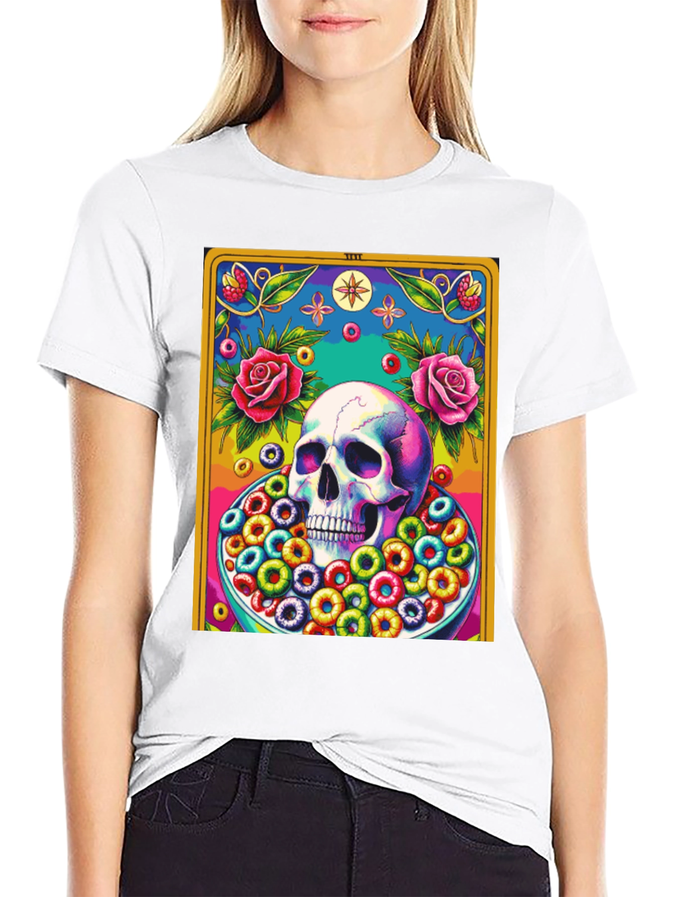 Skull & Cereal Tarot Card Graphic Tee