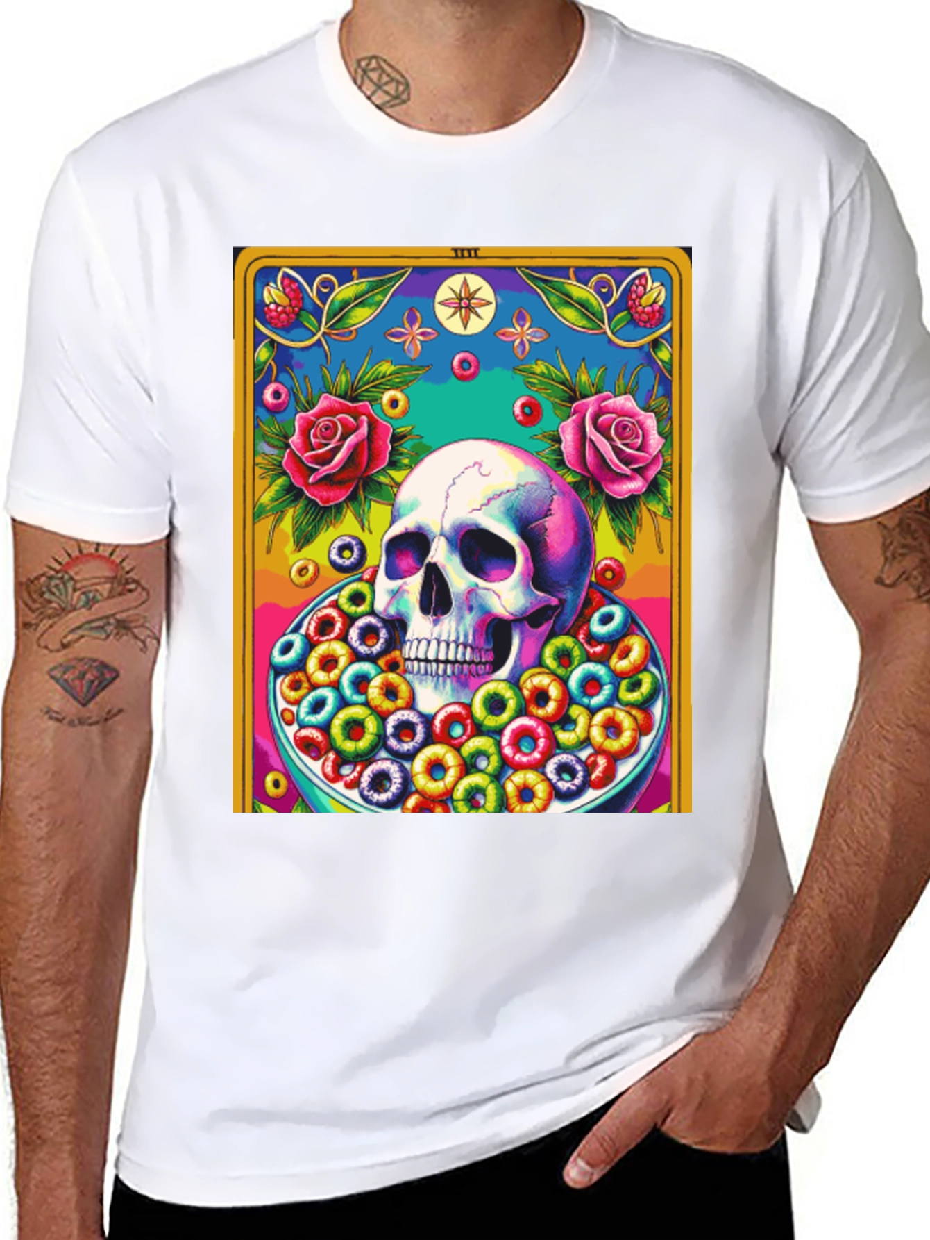 Skull & Cereal Tarot Card Graphic Tee