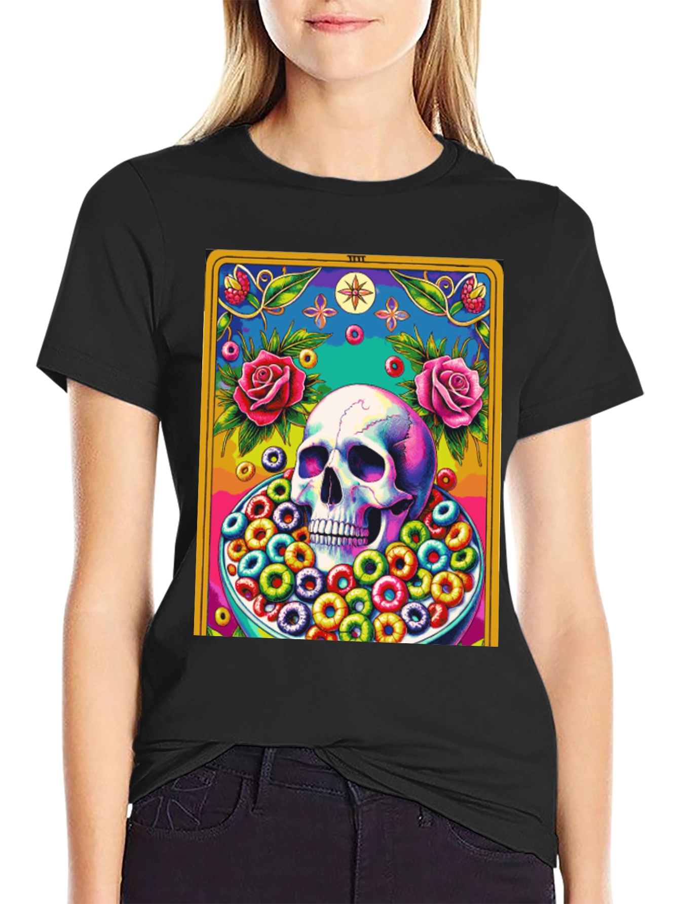Skull & Cereal Tarot Card Graphic Tee