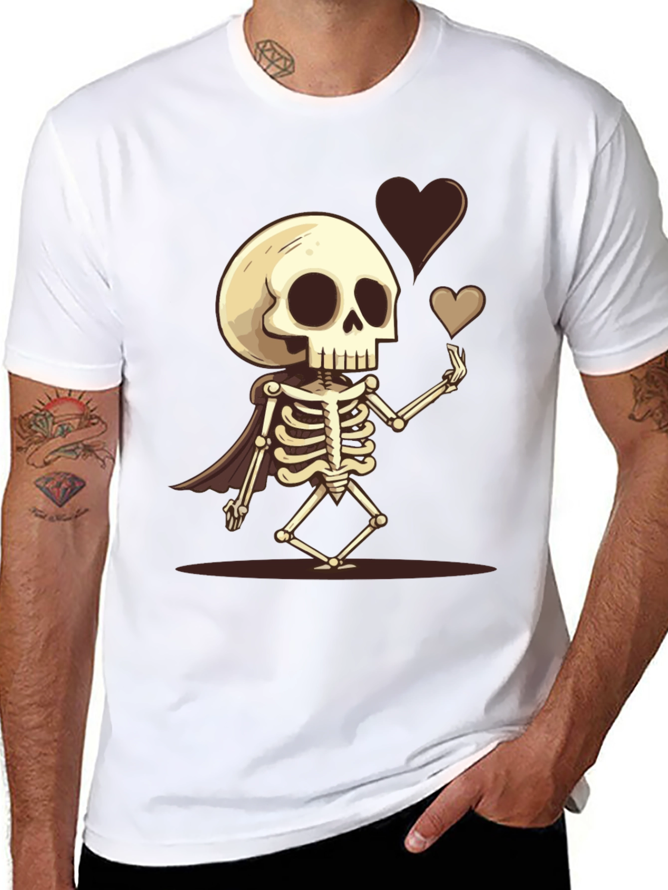 Skeleton Love T-Shirt - Heart Design Tee