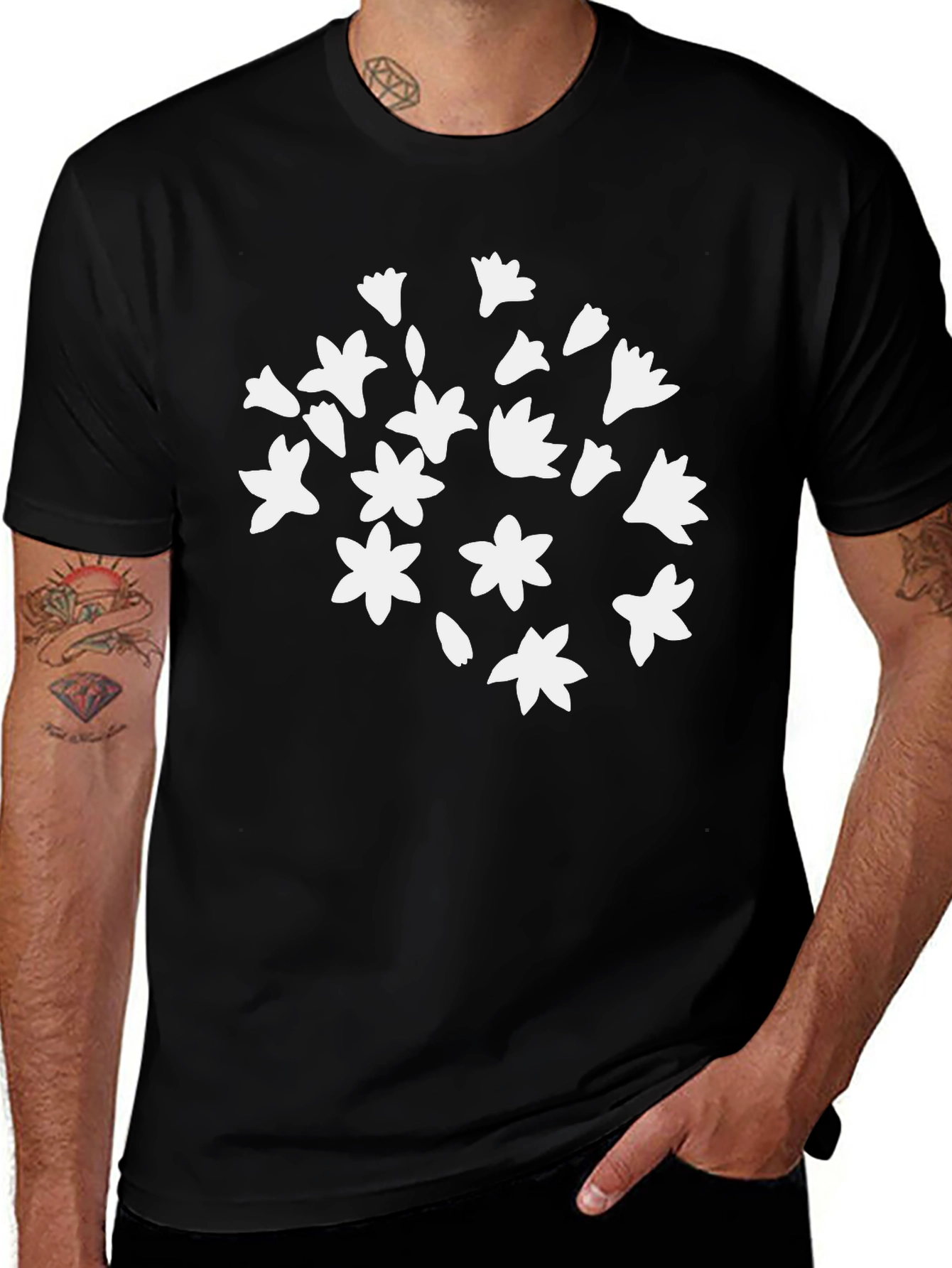 Floral Print Black T-Shirt - Casual Comfort