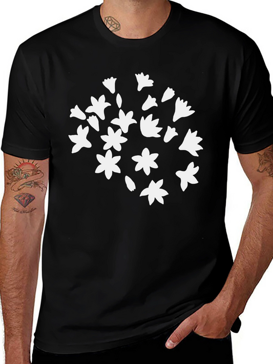 Floral Print Black T-Shirt - Casual Comfort