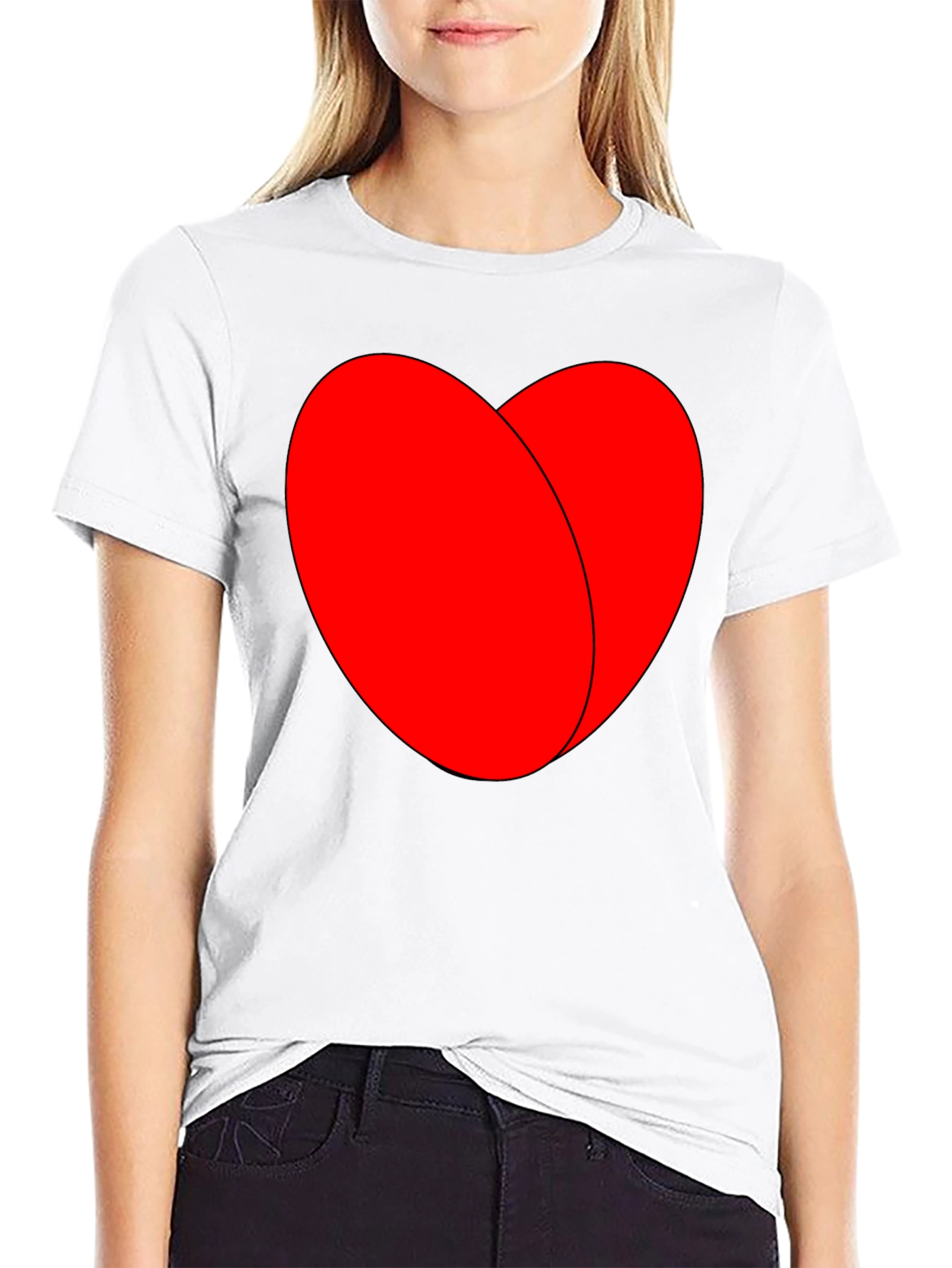 Bold Red Heart Graphic Black T-Shirt